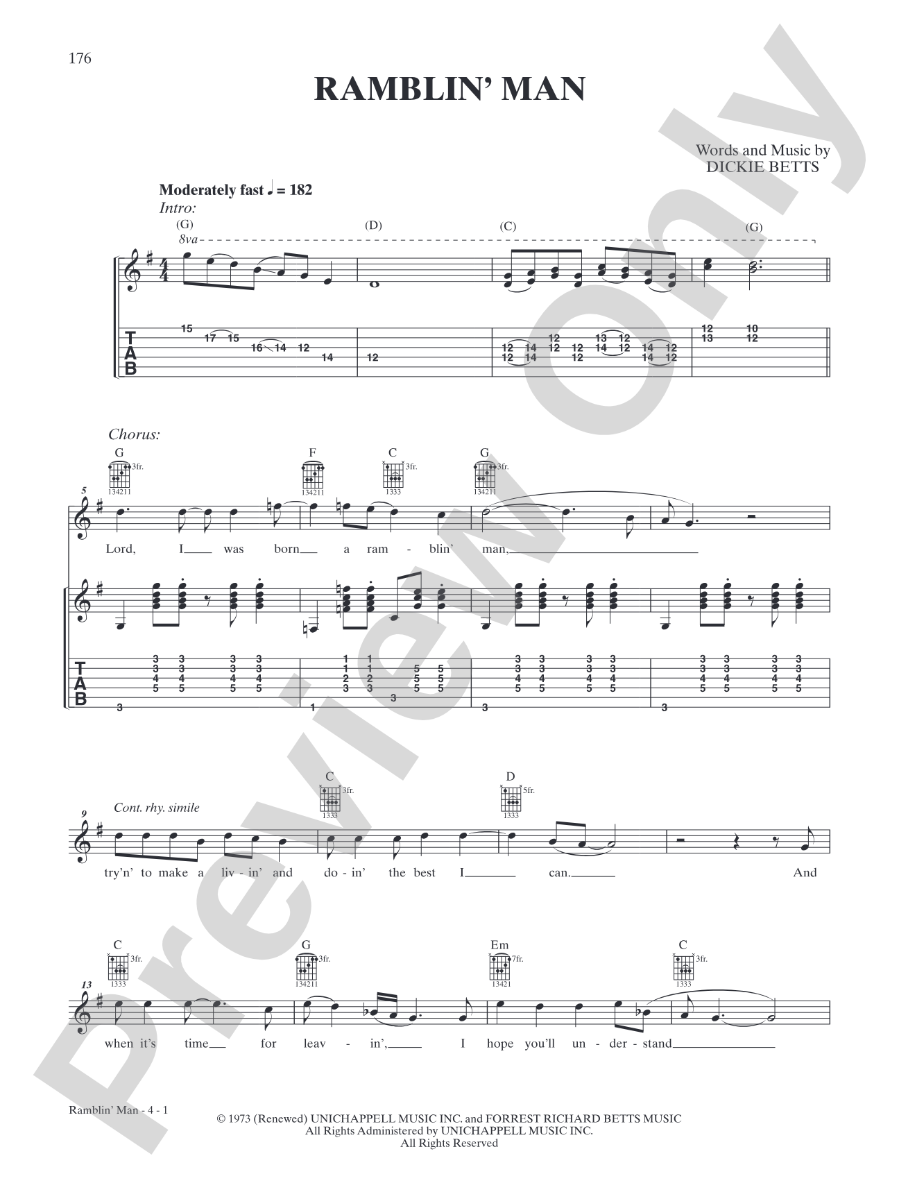 Ramblin' Man: Interm./Easy Guitar TAB