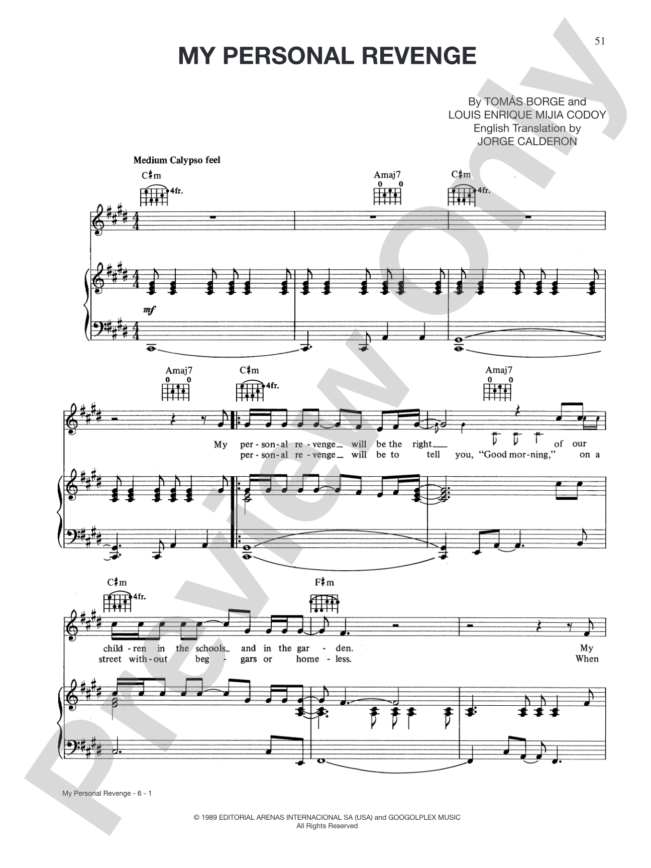 My Personal Revenge: Piano/Vocal/Chords