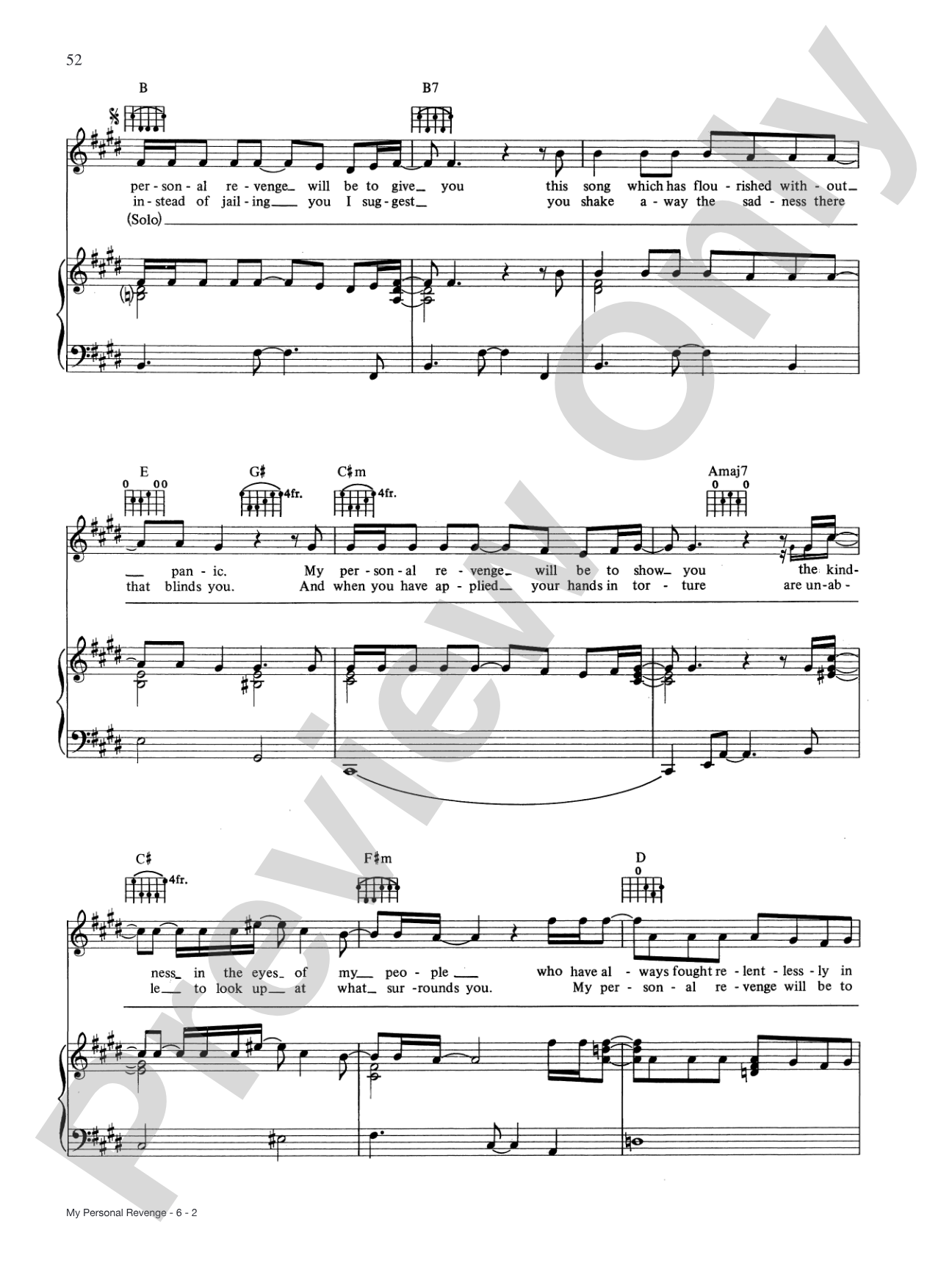 My Personal Revenge: Piano/Vocal/Chords