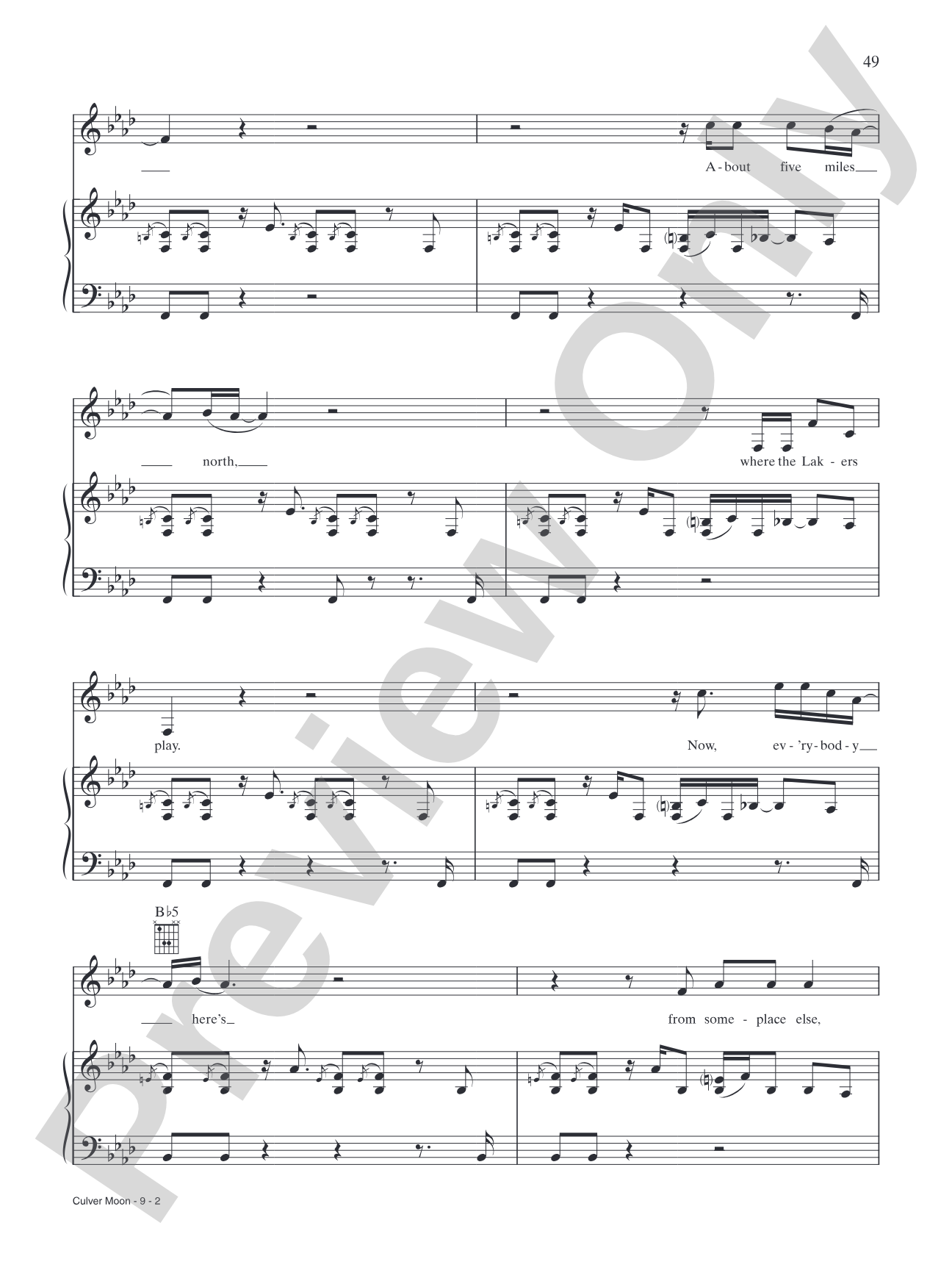Culver Moon: Piano/Vocal/Chords