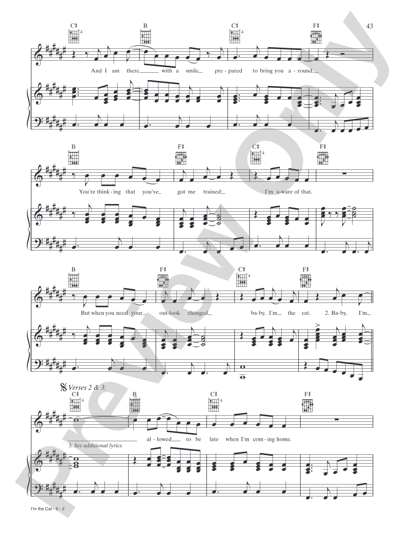 Im the Cat: Piano/Vocal/Chords