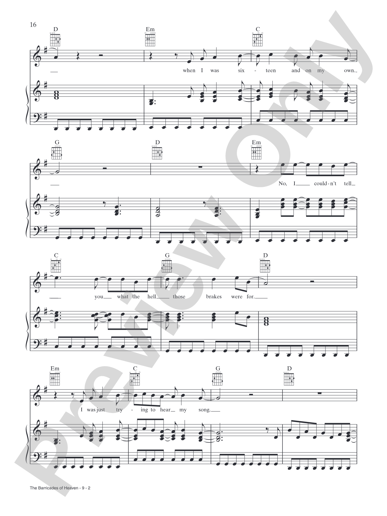 The Barricades of Heaven: Piano/Vocal/Chords
