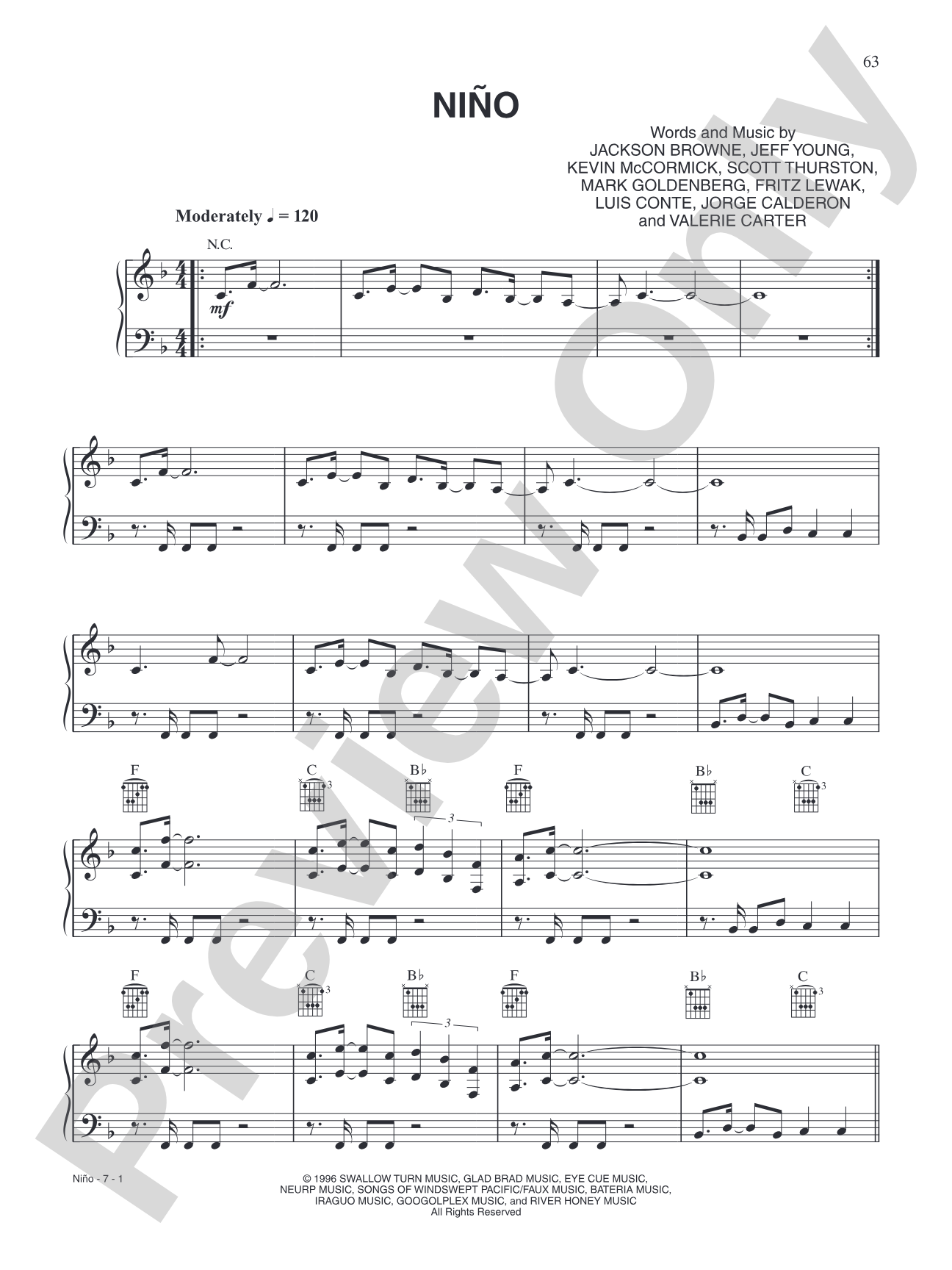 Nino: Piano/Vocal/Chords