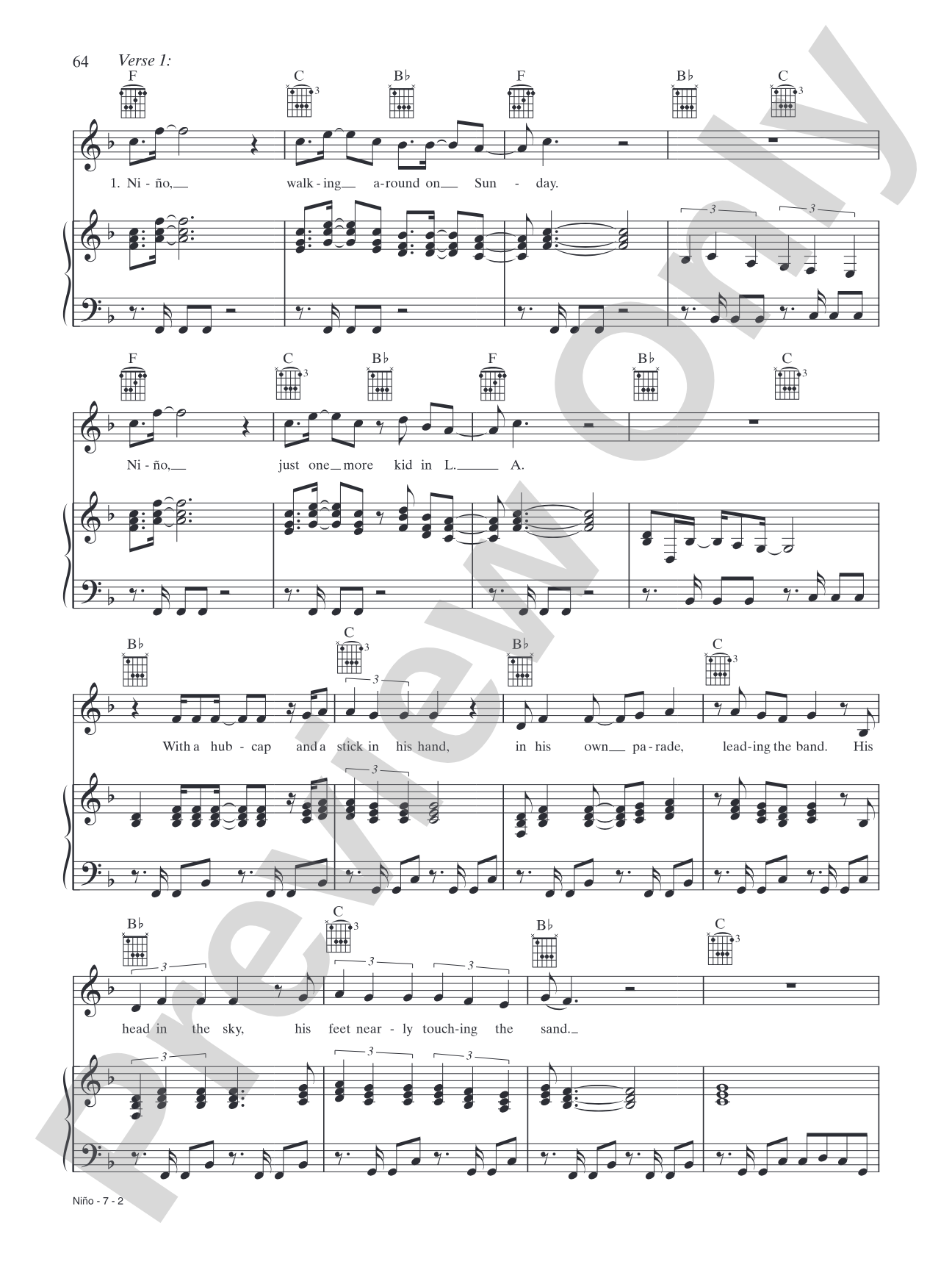 Nino: Piano/Vocal/Chords