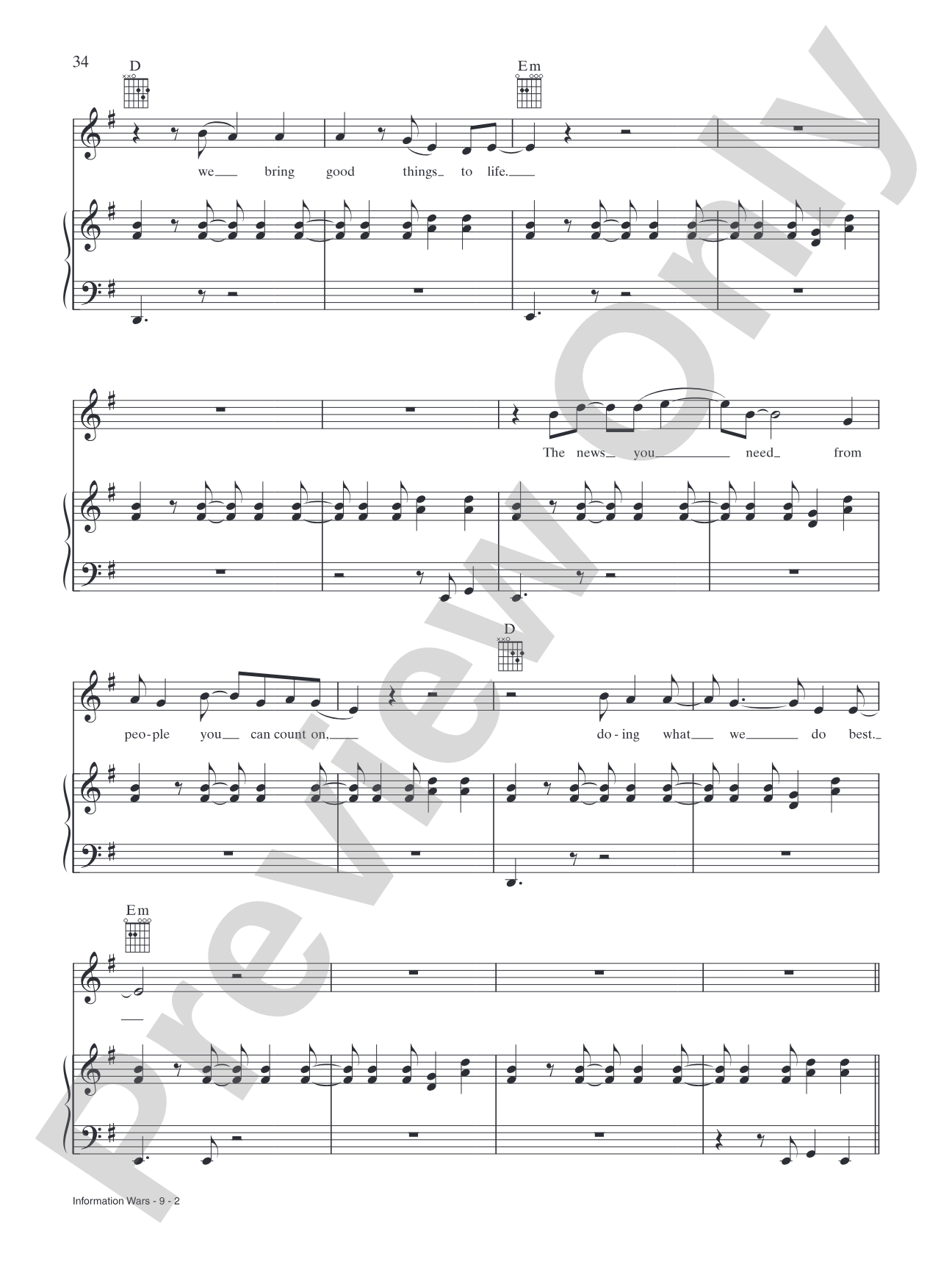 Information Wars: Piano/Vocal/Chords