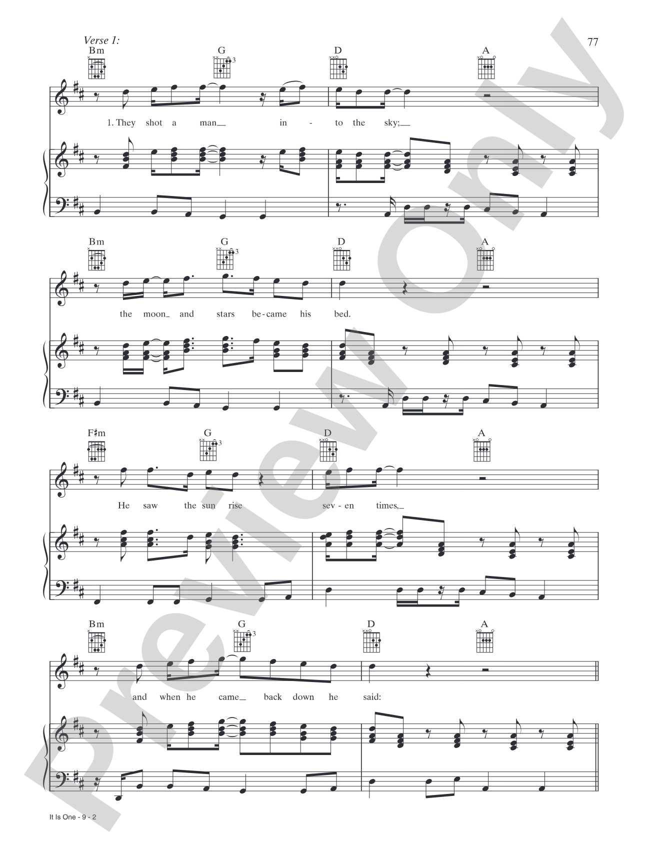 It Is One: Piano/Vocal/Chords