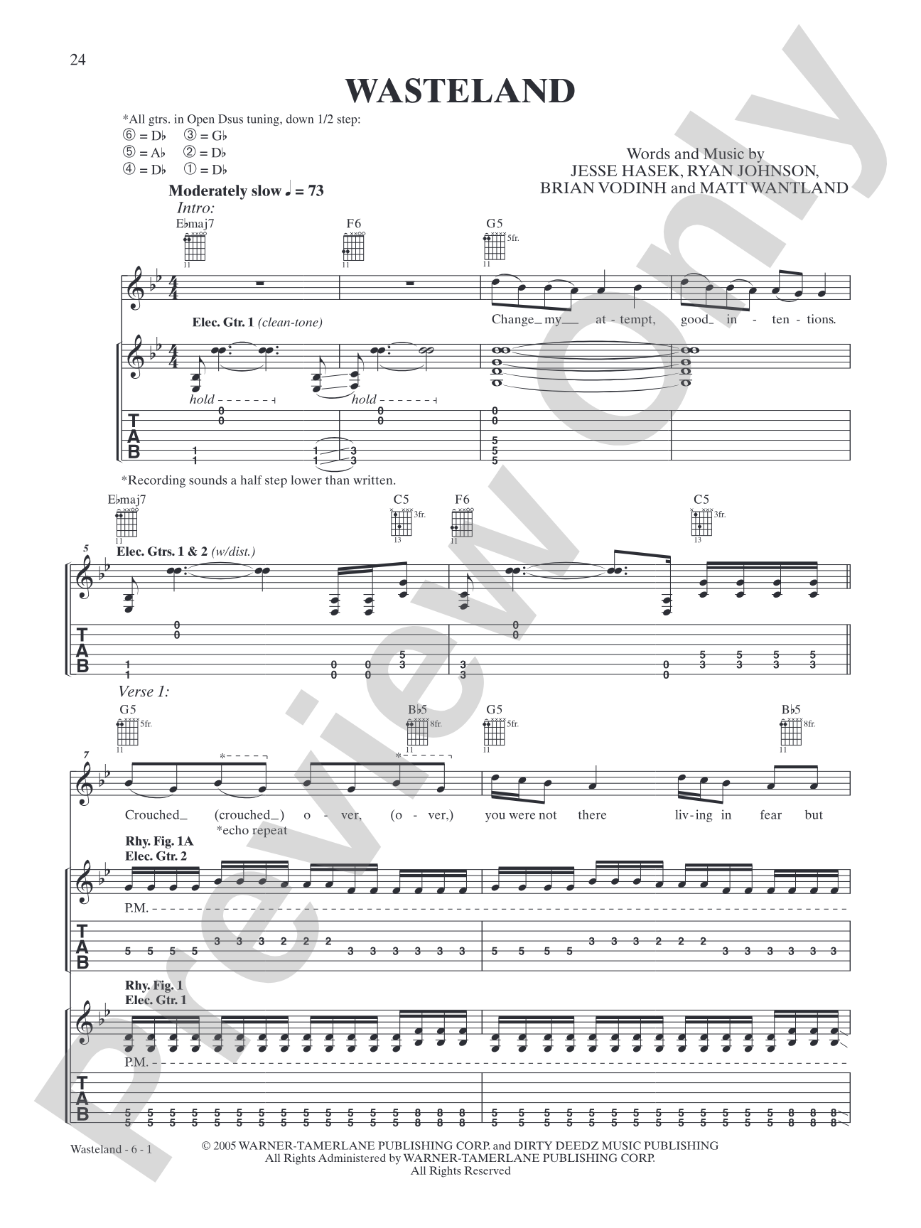 Wasteland: Authentic Guitar TAB