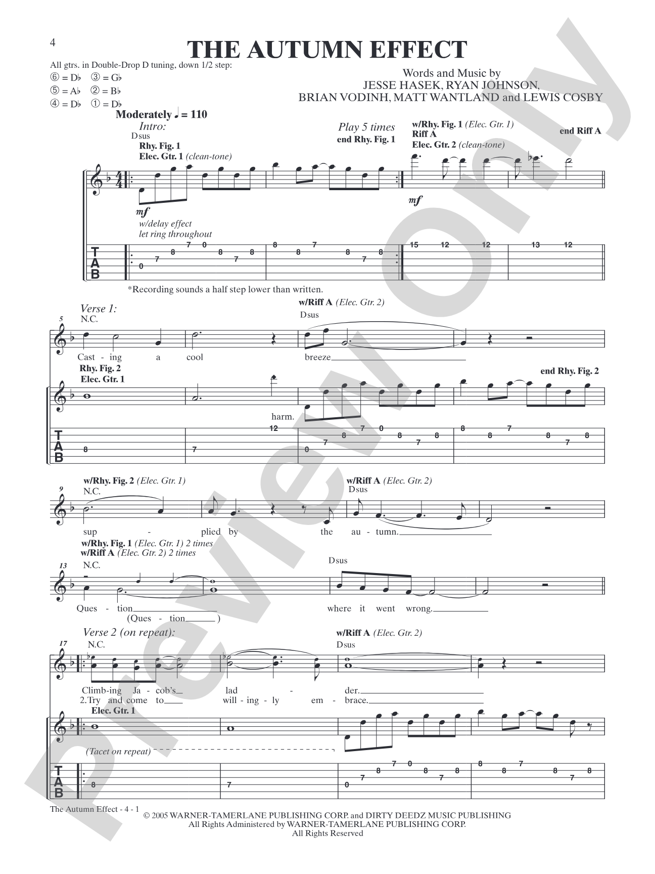 The Autumn Effect: Authentic Guitar TAB