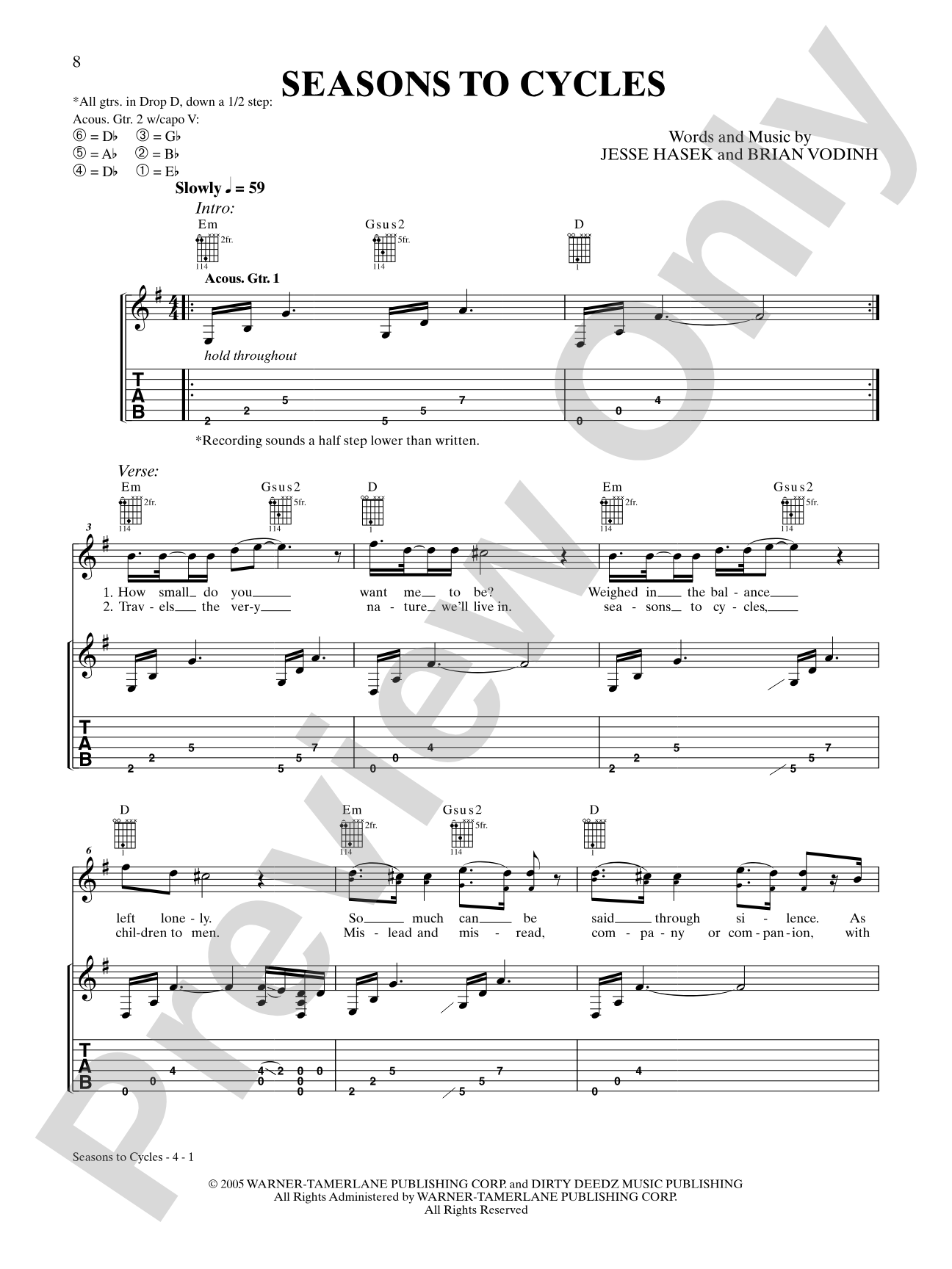 Seasons To Cycles: Authentic Guitar TAB