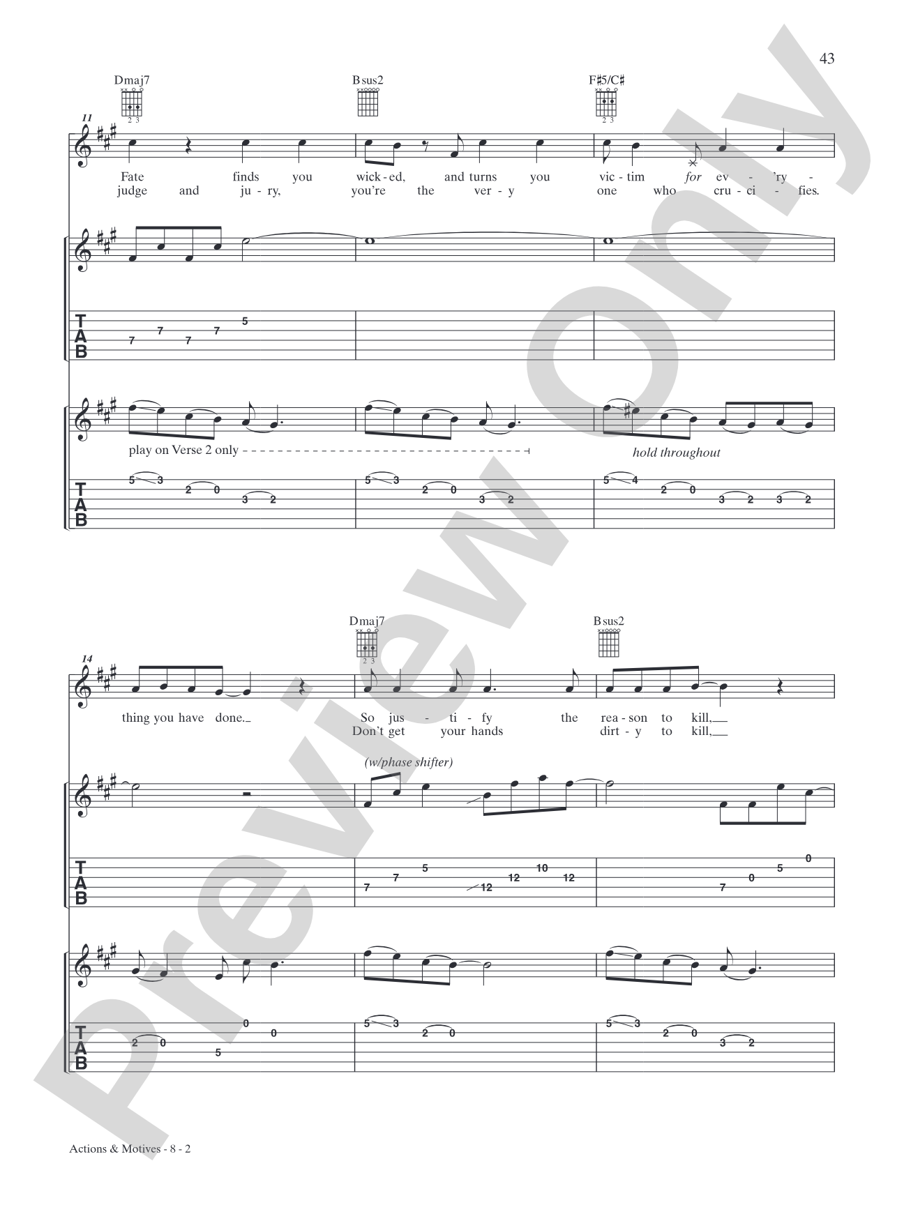 Actions & Motives: Authentic Guitar TAB
