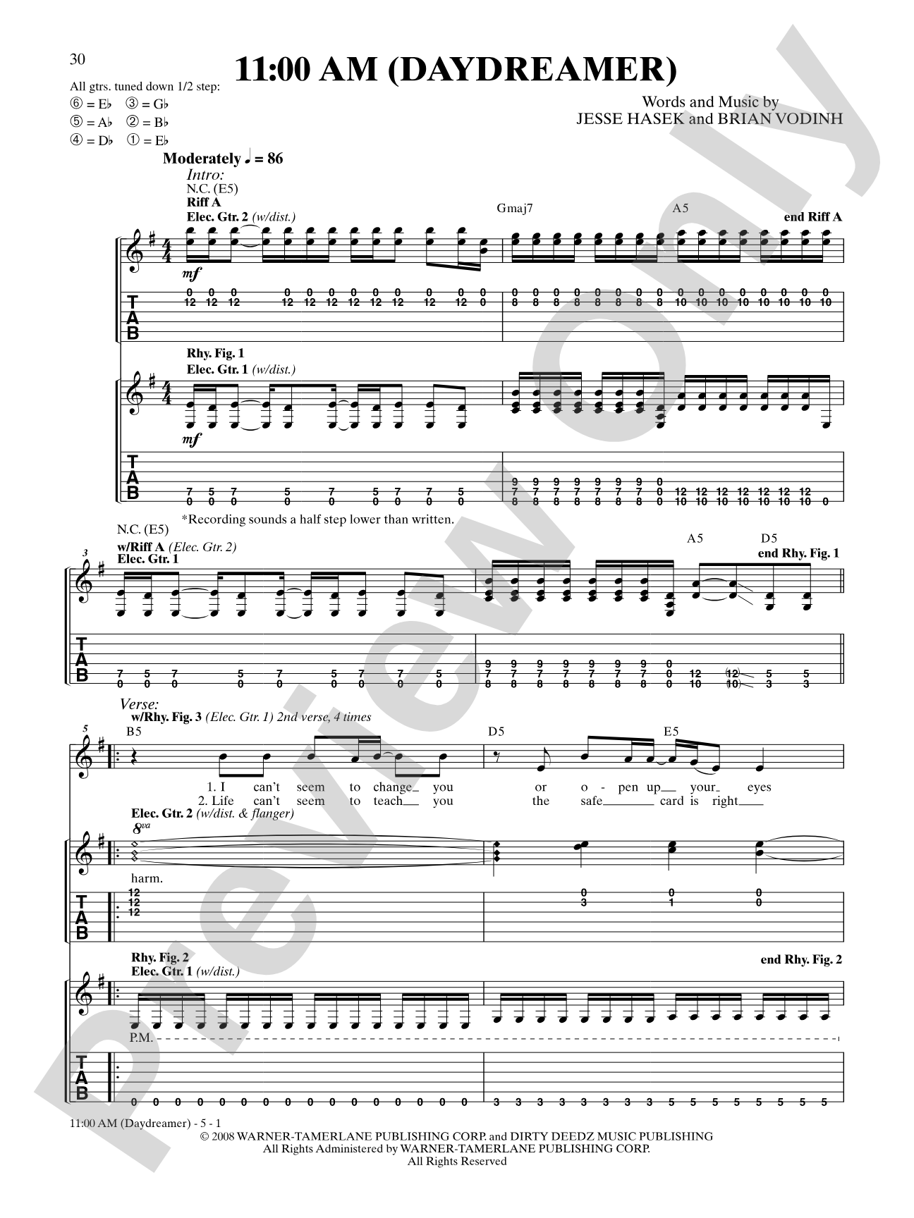 11:00AM (Daydreamer): Authentic Guitar TAB