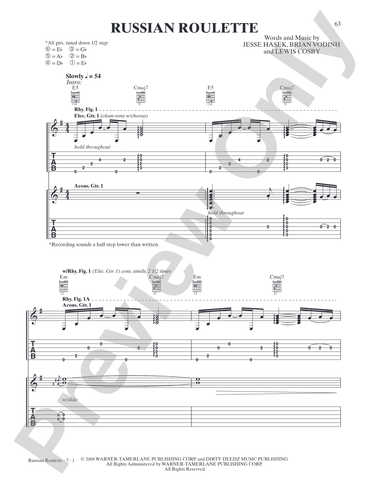 Russian Roulette: Authentic Guitar TAB