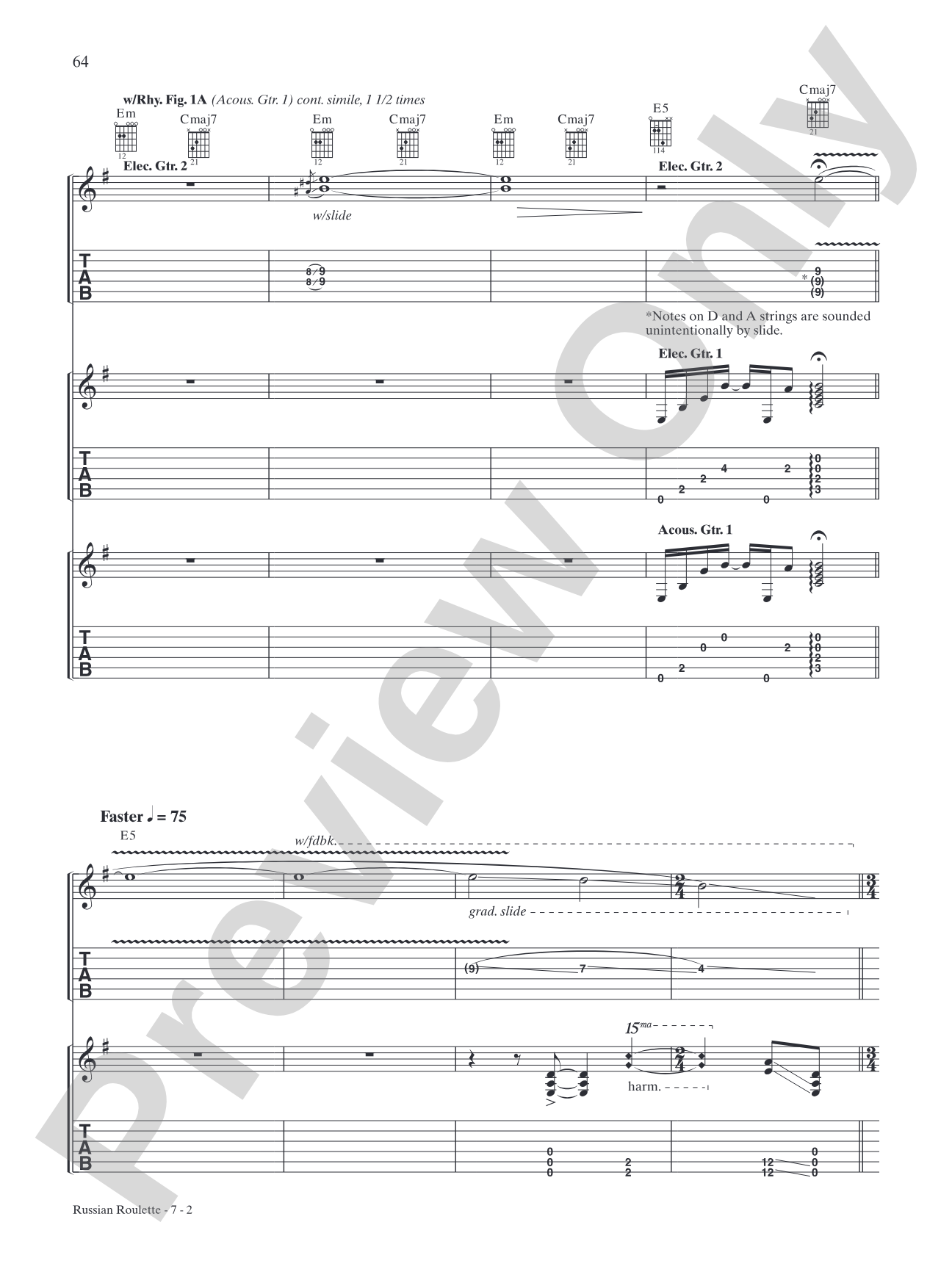 Russian Roulette: Authentic Guitar TAB