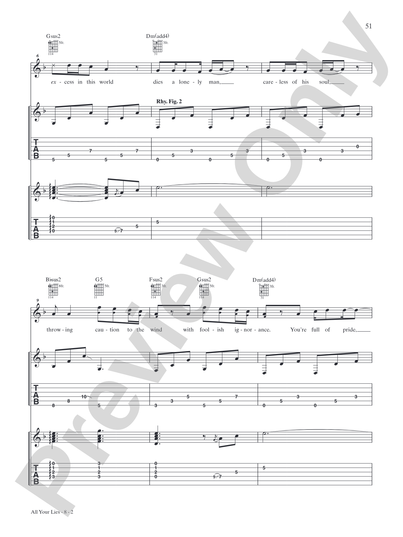All Your Lies: Authentic Guitar TAB