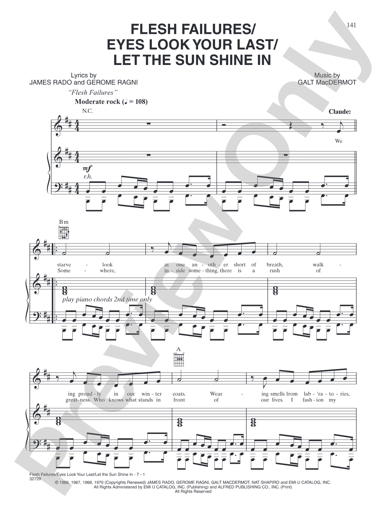 Flesh Failures / Eyes Look Your Last / Let the Sun Shine In (from "Hair"): Piano/Vocal/Chords