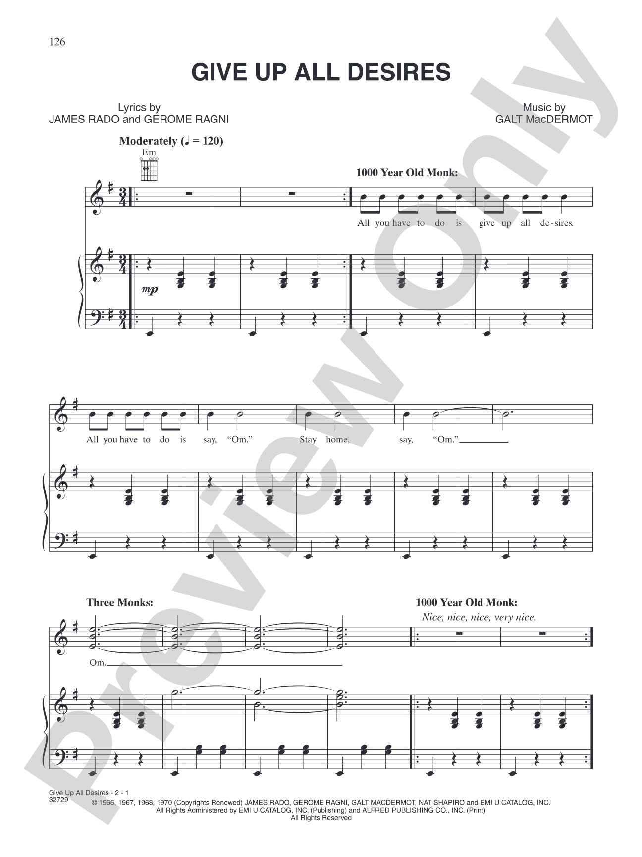 Give Up All Desires (from "Hair"): Piano/Vocal/Chords