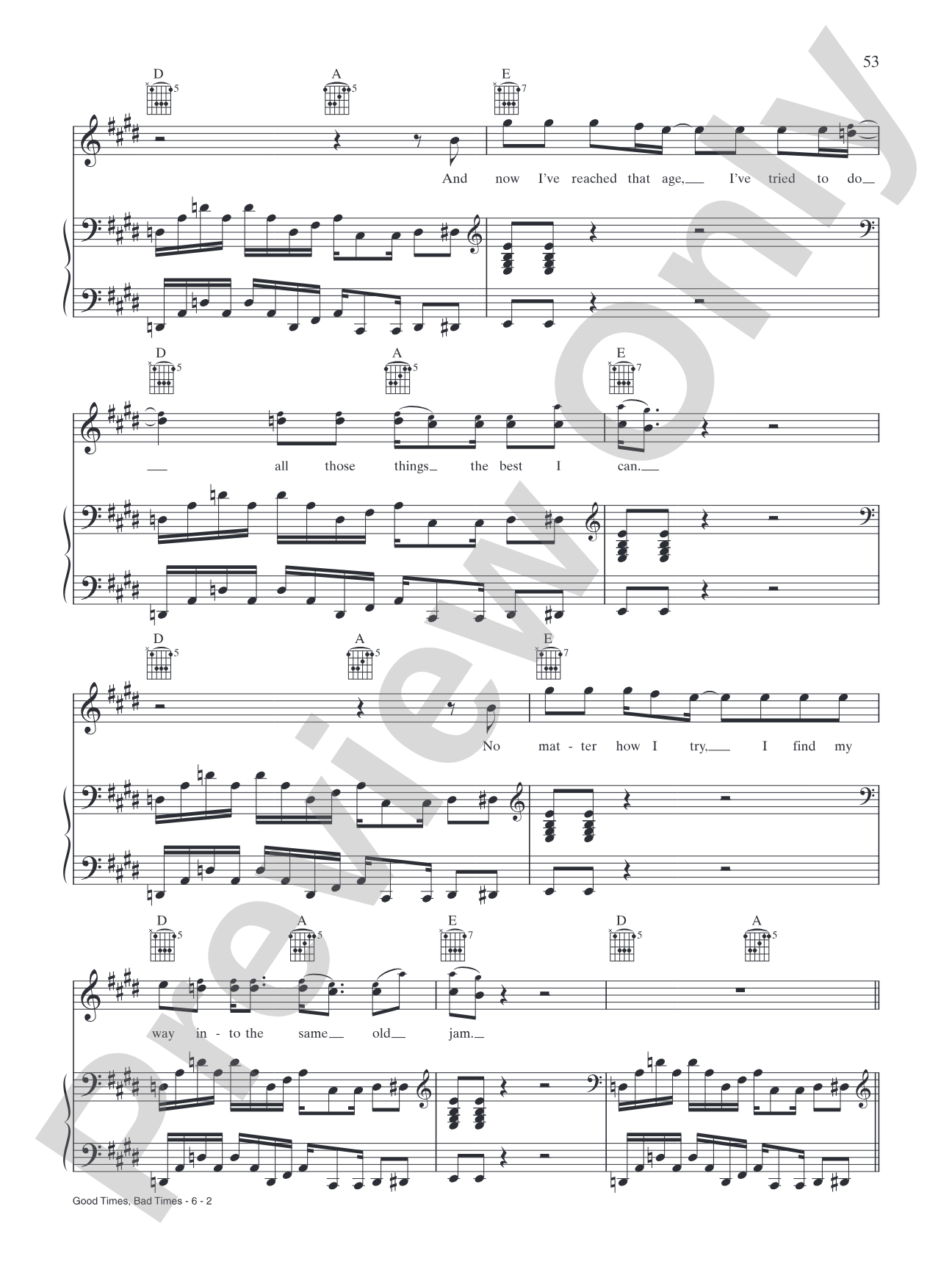 Good Times Bad Times: Piano/Vocal/Chords