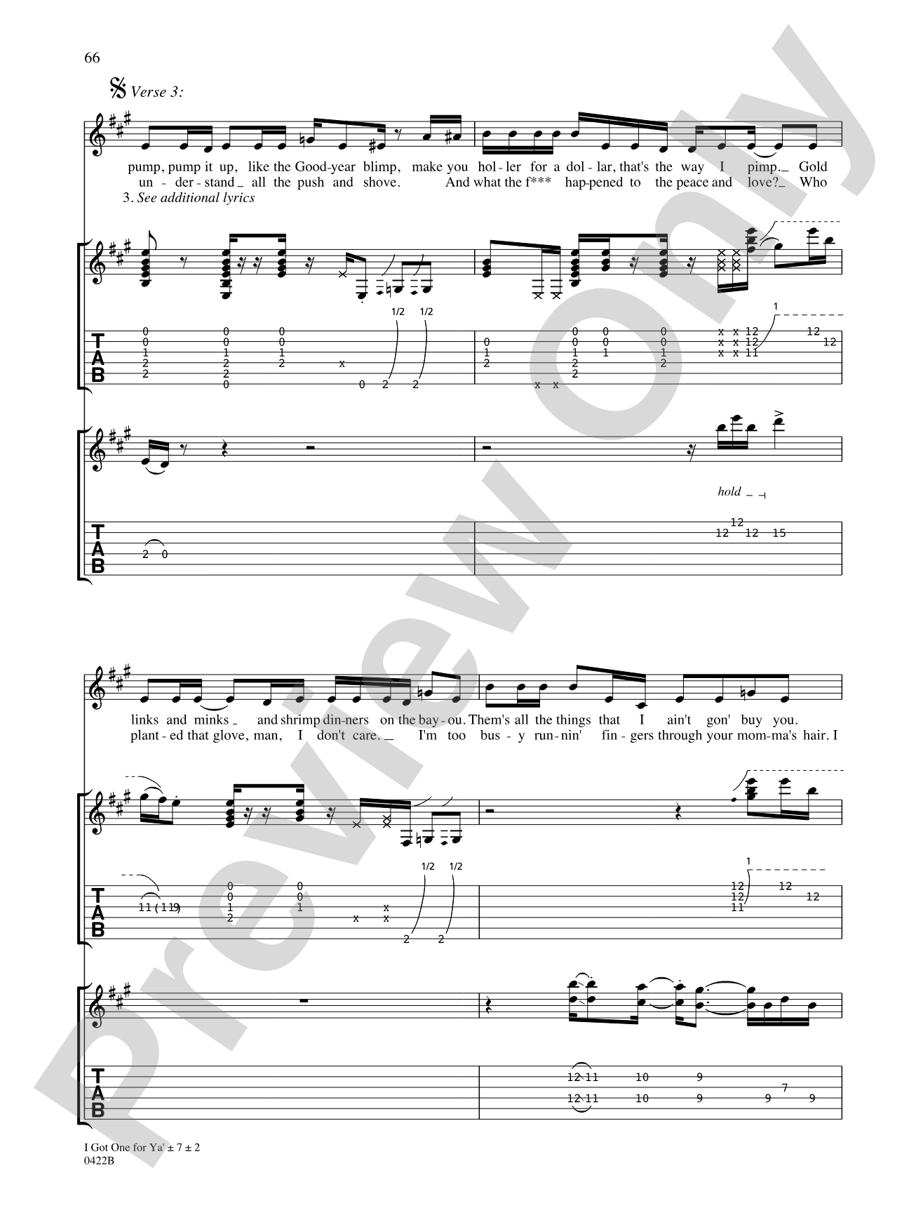 I Got One For Ya': Authentic Guitar TAB