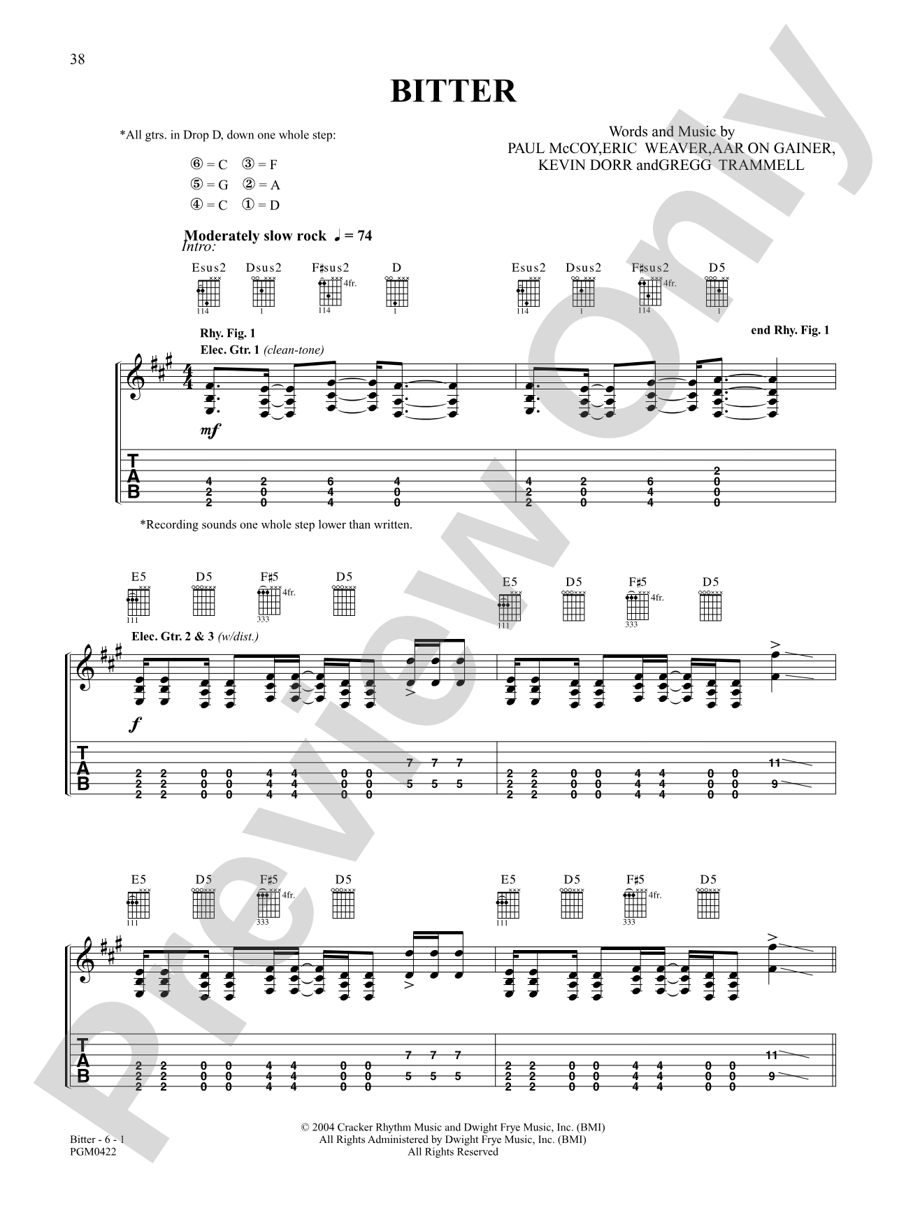 Bitter: Authentic Guitar TAB