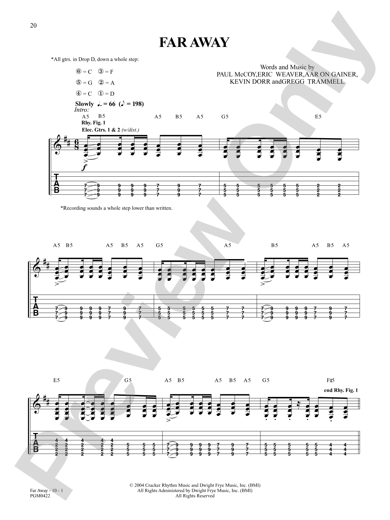 Far Away: Authentic Guitar TAB