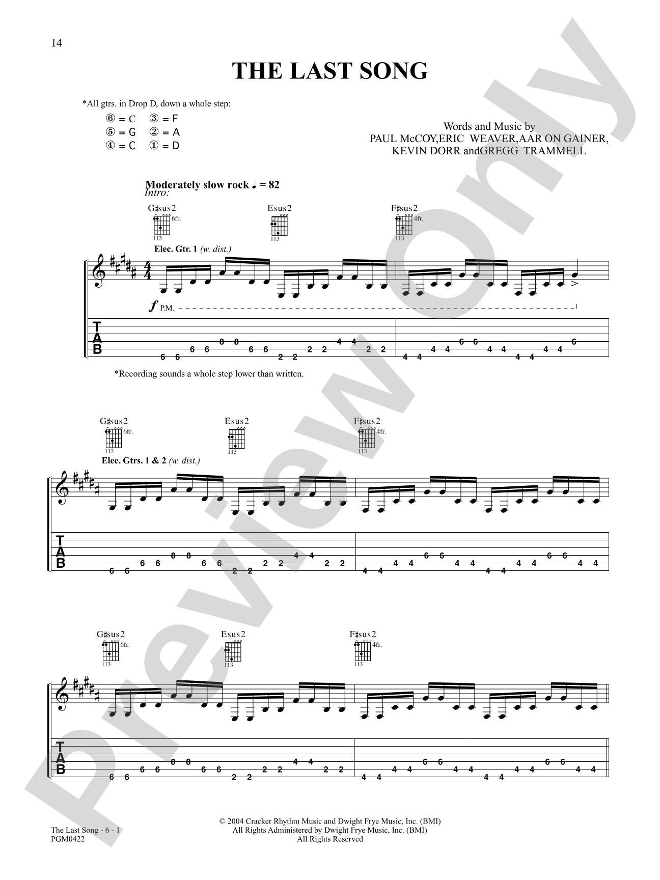The Last Song: Authentic Guitar TAB