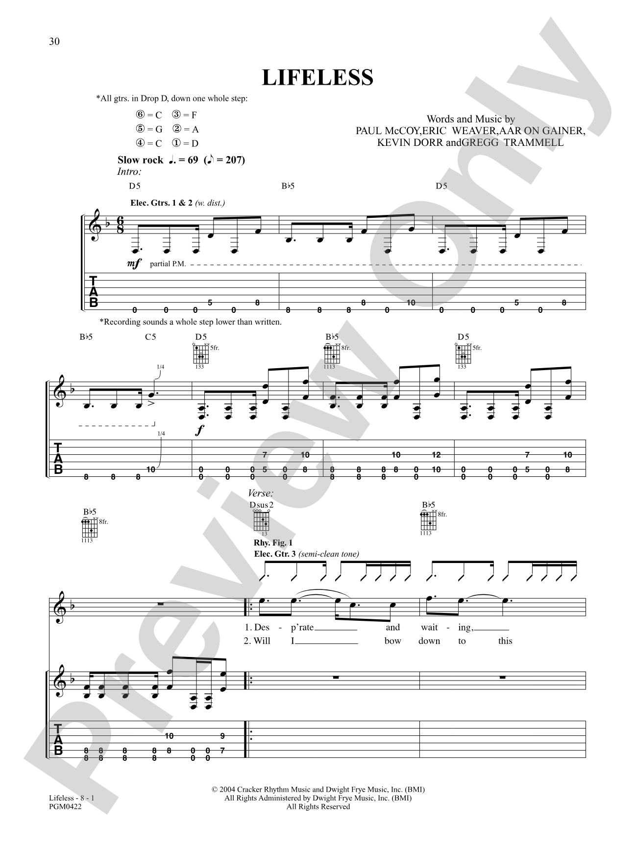 Lifeless: Authentic Guitar TAB