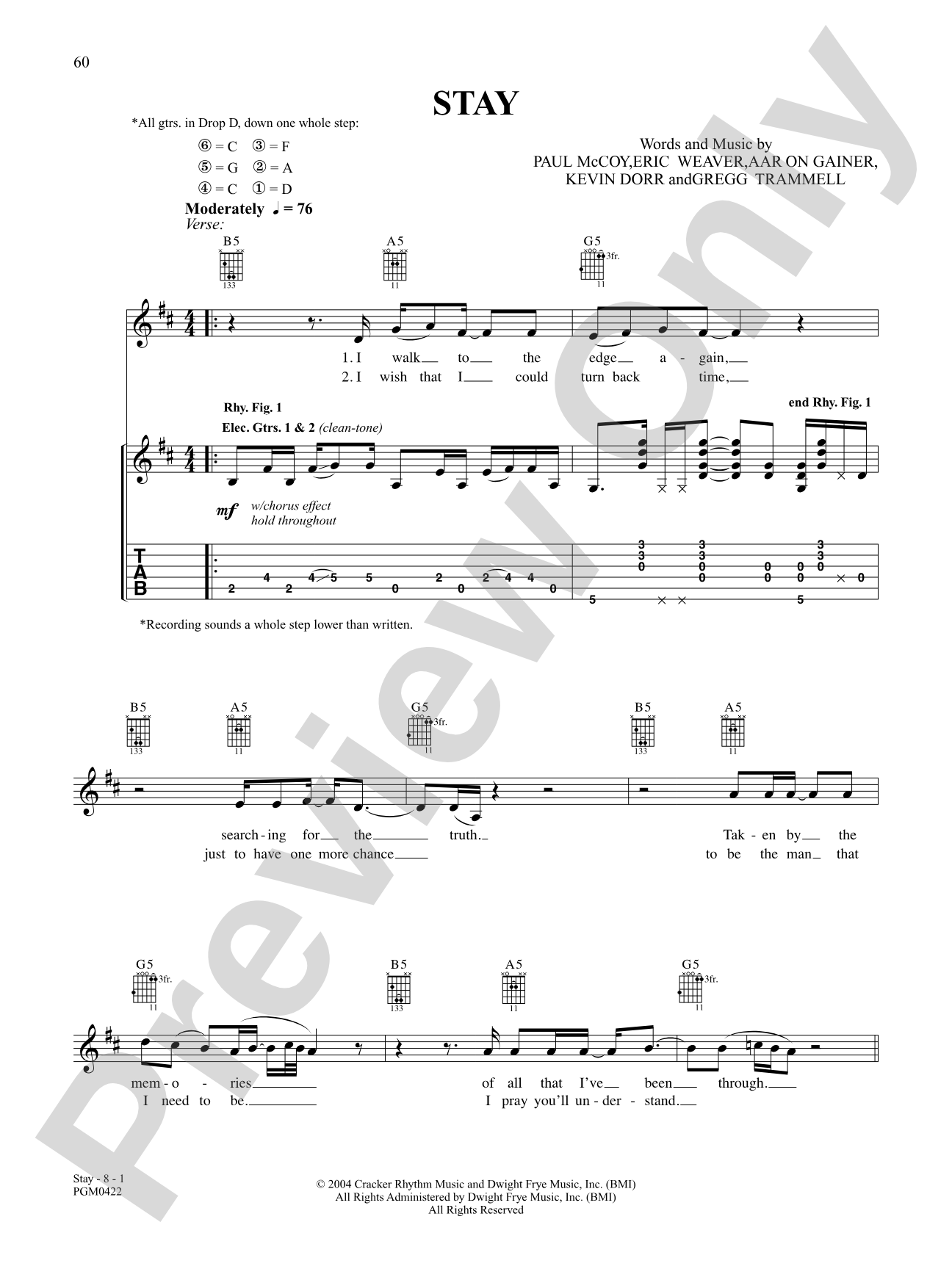 Stay: Authentic Guitar TAB