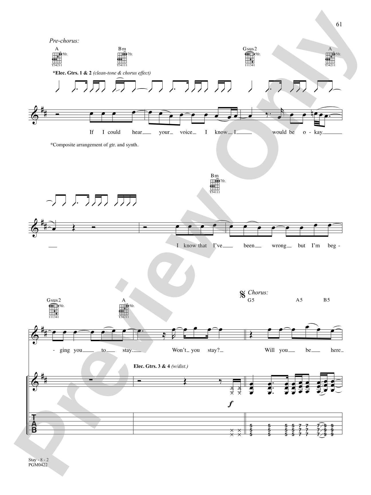 Stay: Authentic Guitar TAB