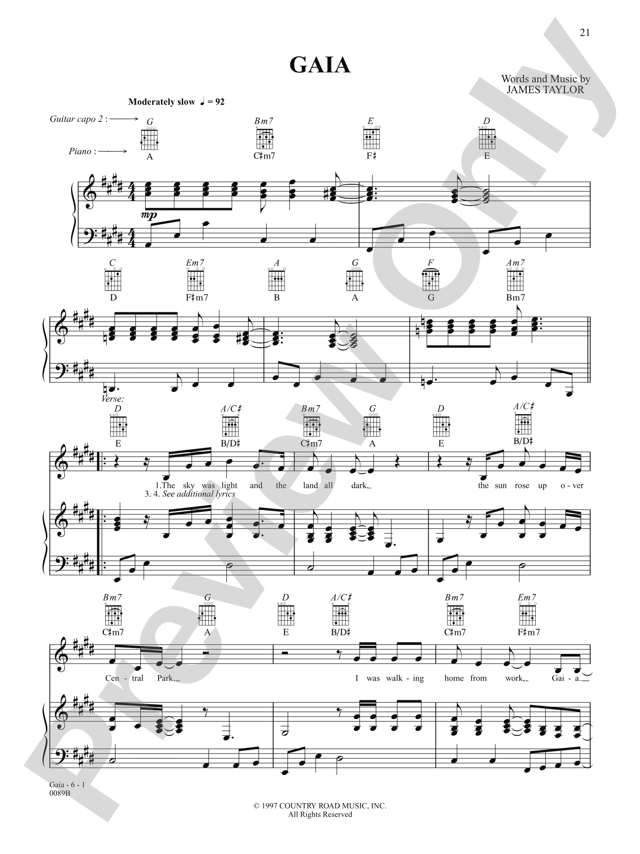 Gaia: Piano/Vocal/Chords