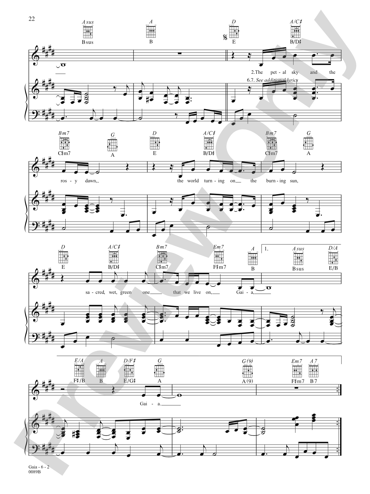 Gaia: Piano/Vocal/Chords