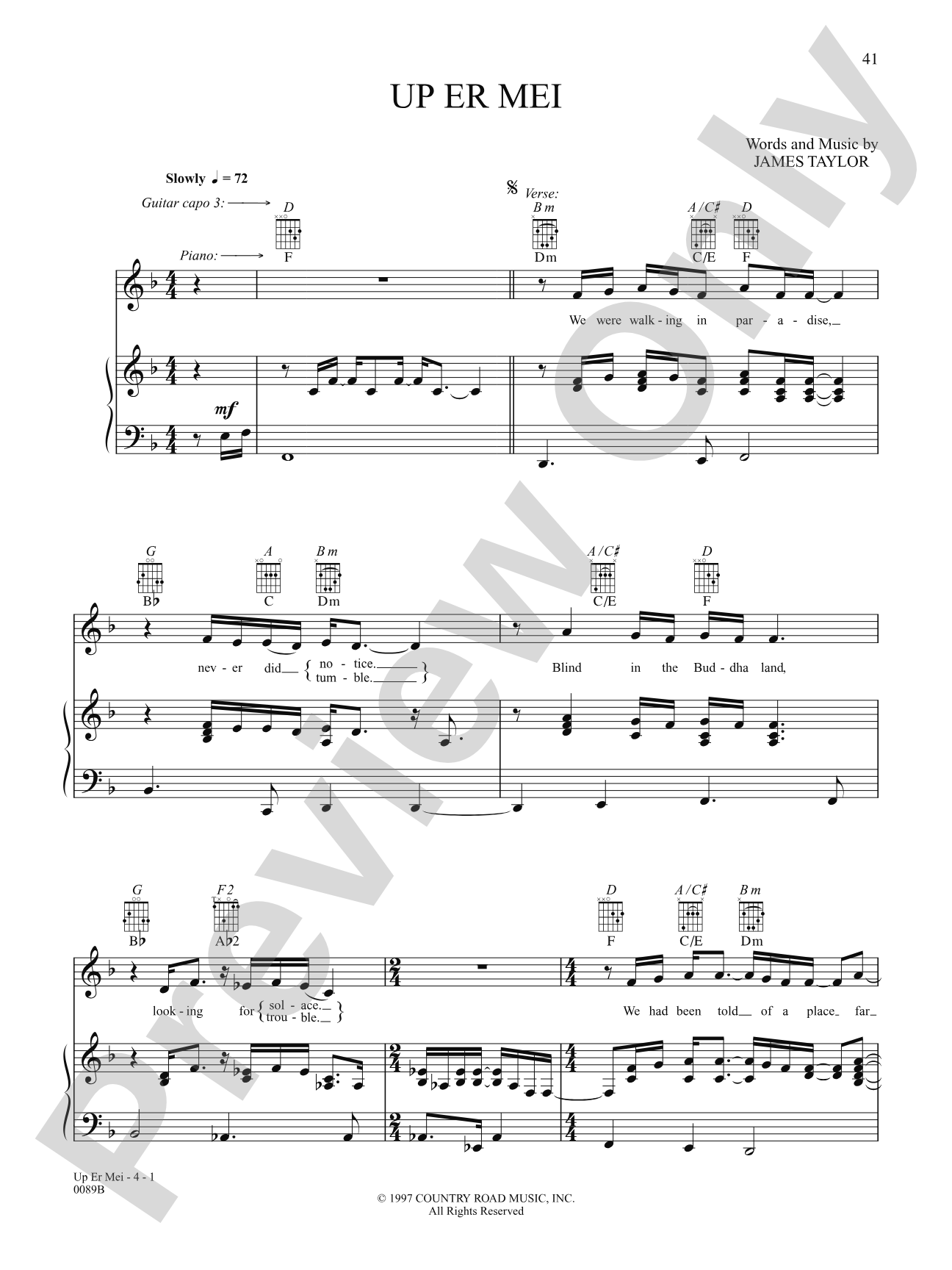 Up Er Mei: Piano/Vocal/Chords