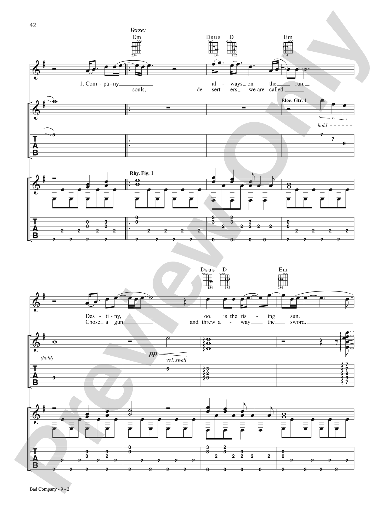 Bad Company: Authentic Guitar TAB