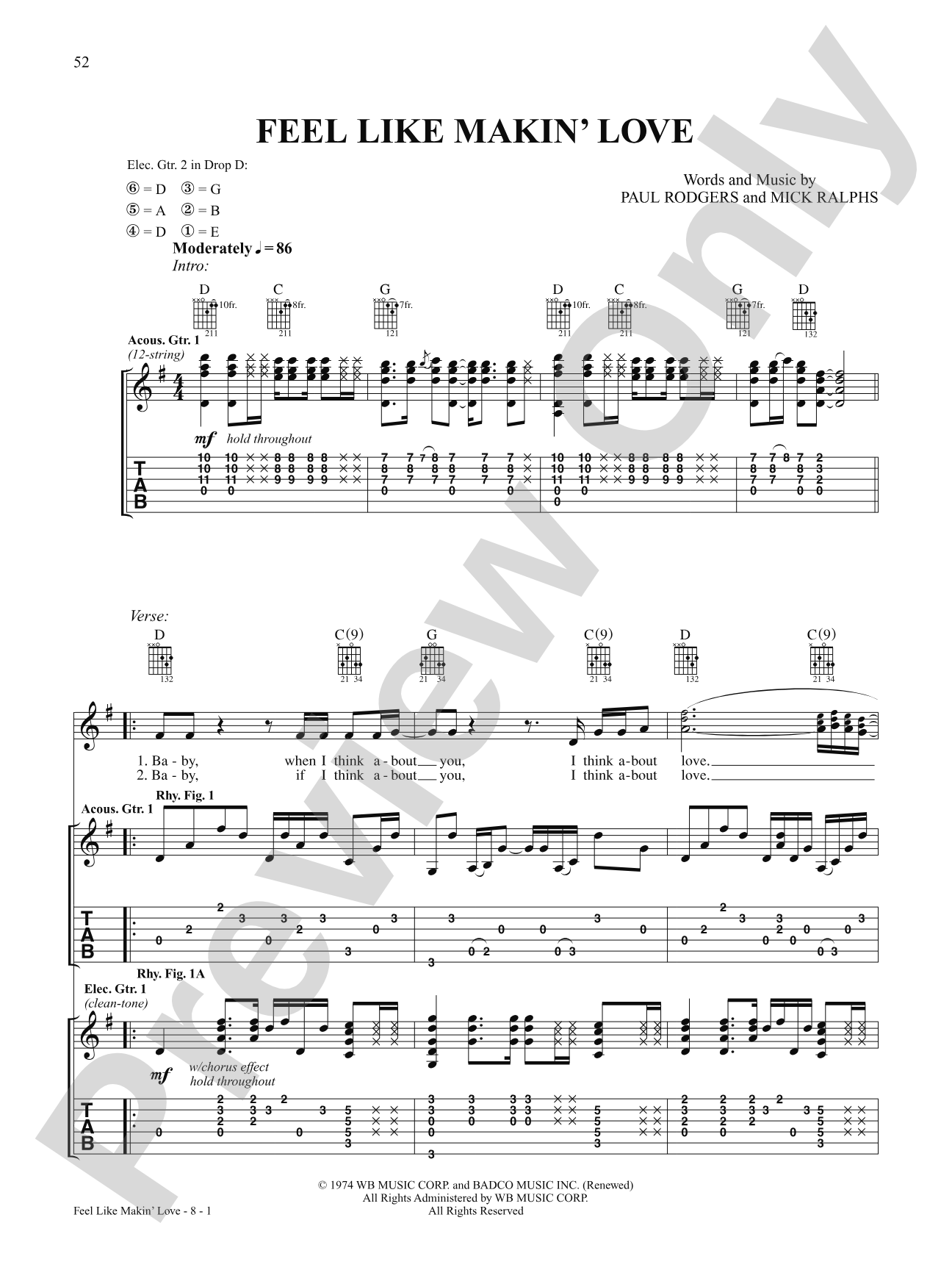 Feel Like Makin' Love: Authentic Guitar TAB