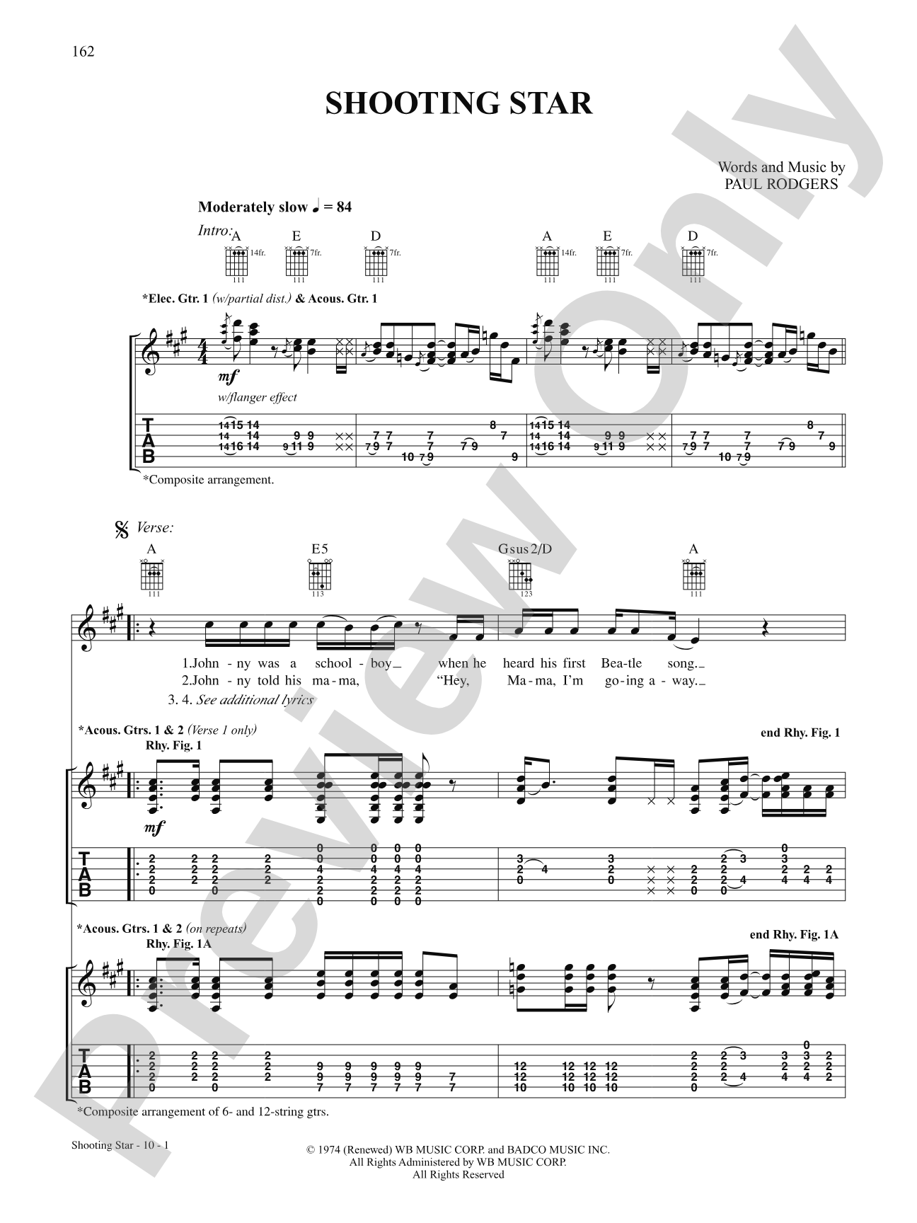 Shooting Star: Authentic Guitar TAB