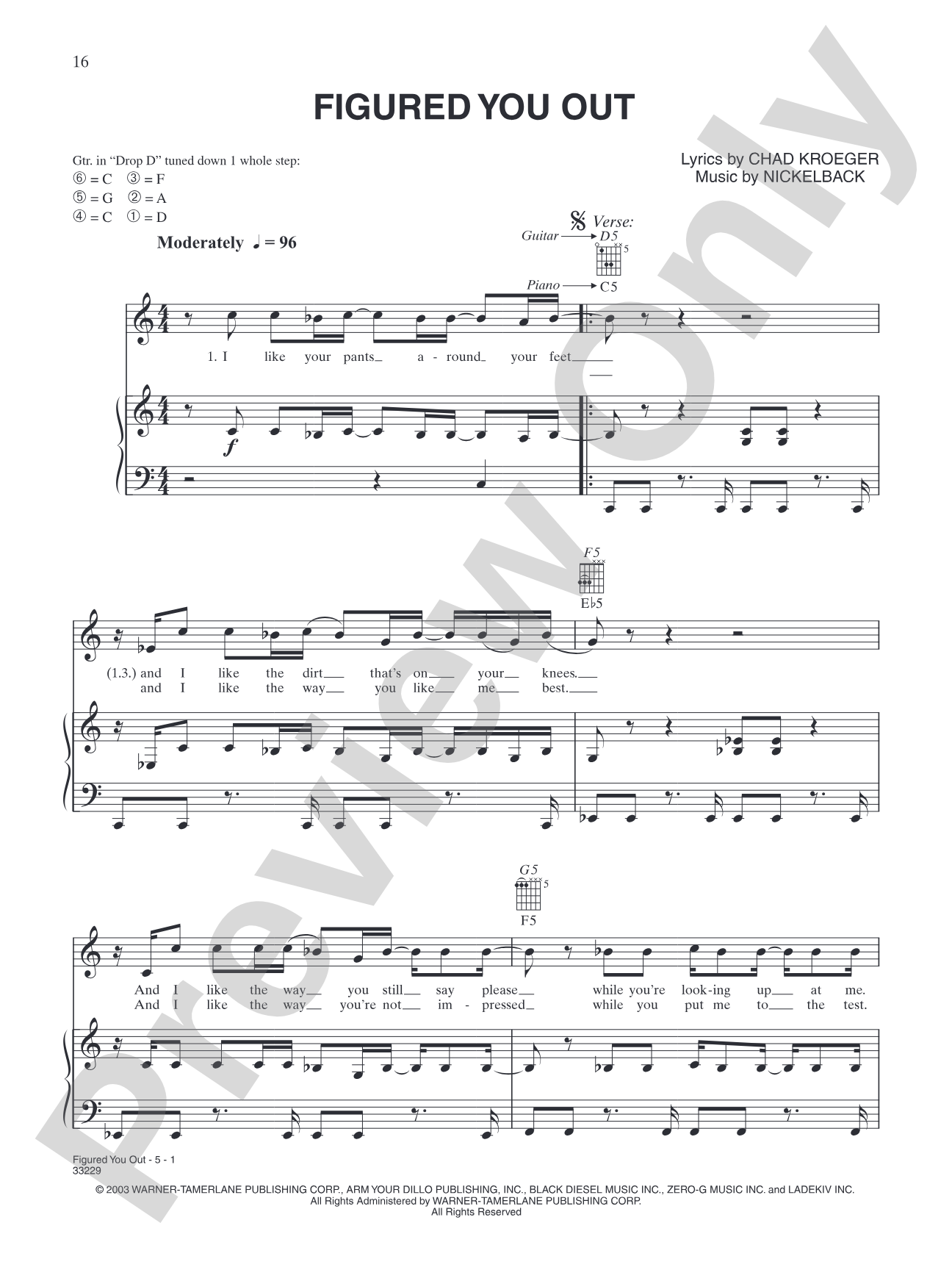 Figured You Out: Piano/Vocal/Chords