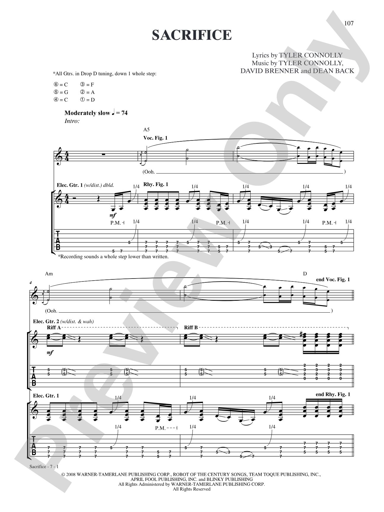 Sacrafice: Authentic Guitar TAB