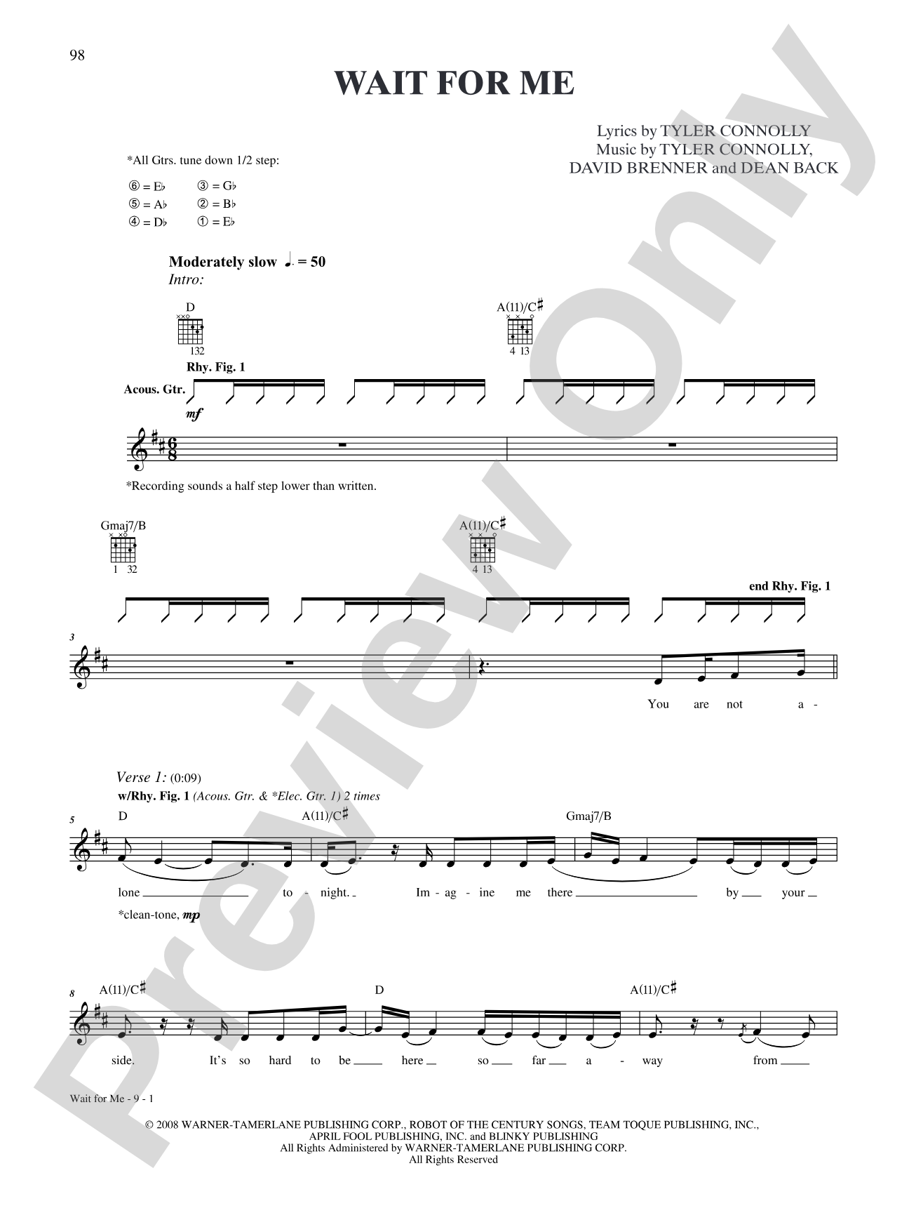 Wait for Me: Authentic Guitar TAB