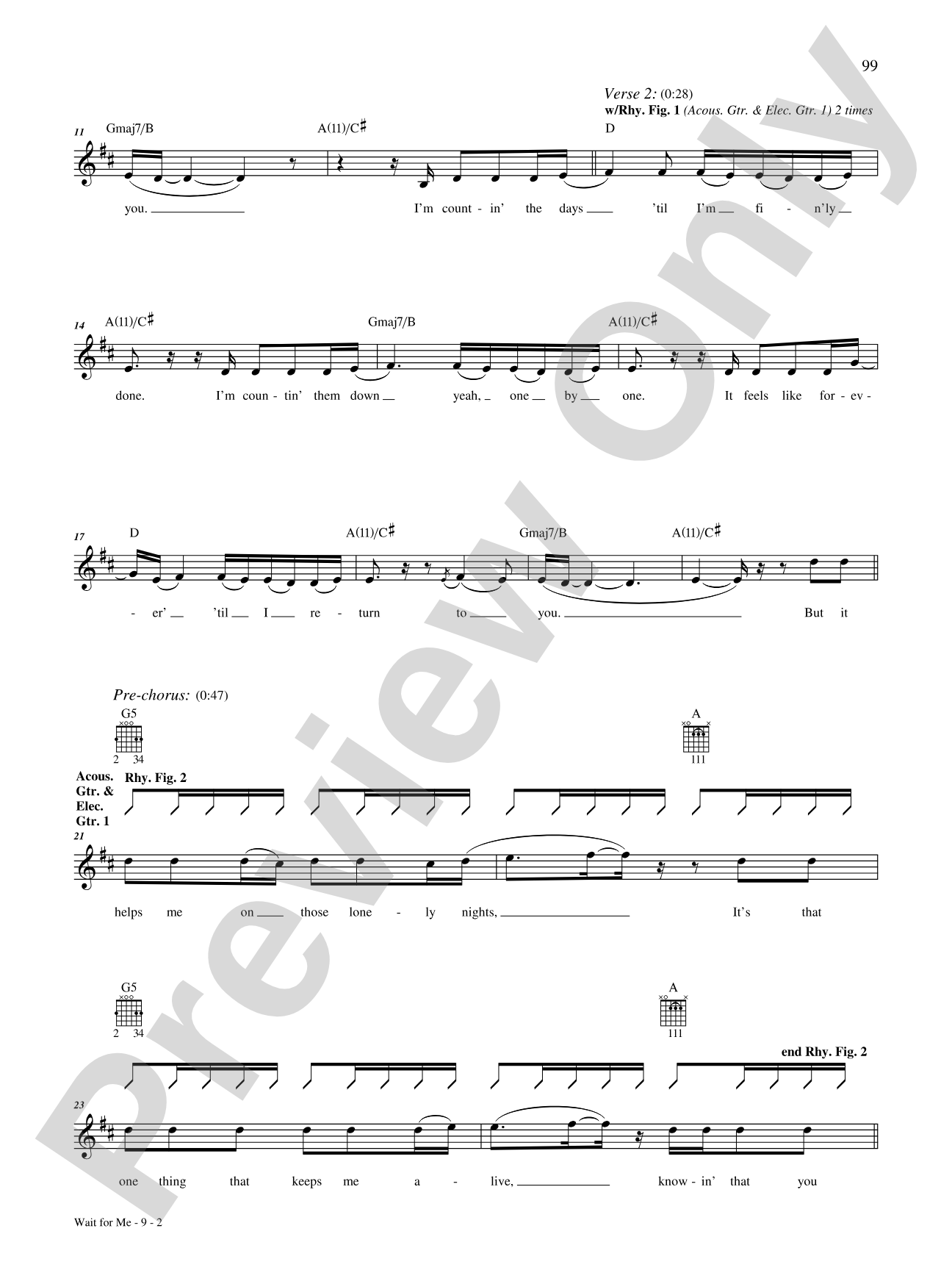 Wait for Me: Authentic Guitar TAB