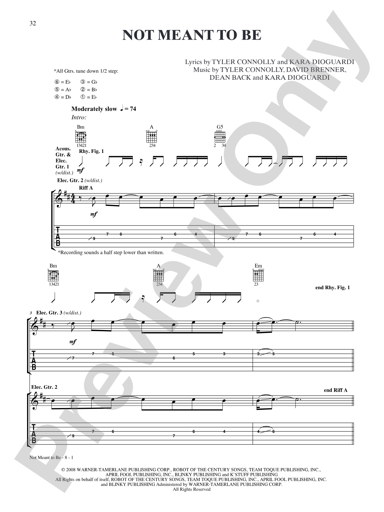 Not Meant to Be: Authentic Guitar TAB