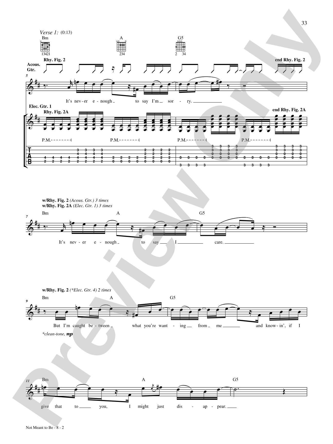 Not Meant to Be: Authentic Guitar TAB