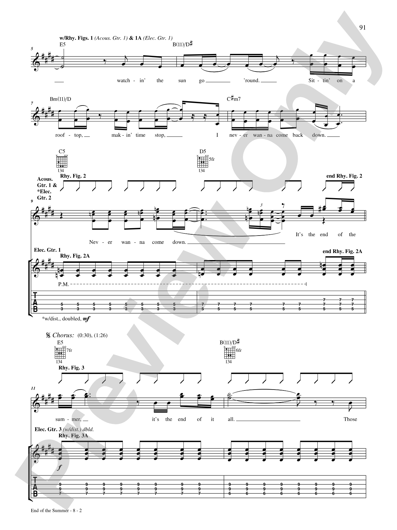 End of the Summer: Authentic Guitar TAB