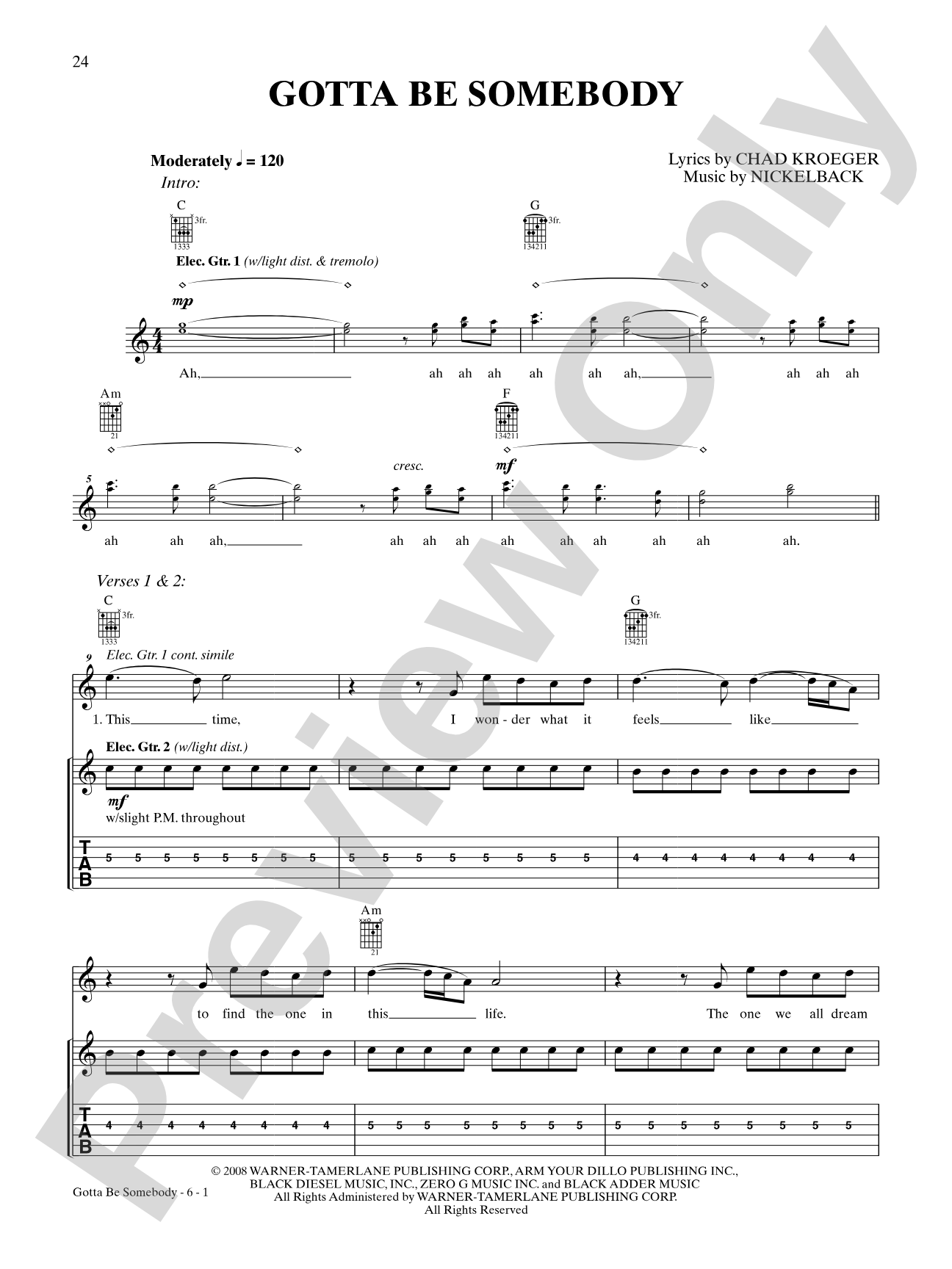 Gotta Be Somebody: Authentic Guitar TAB