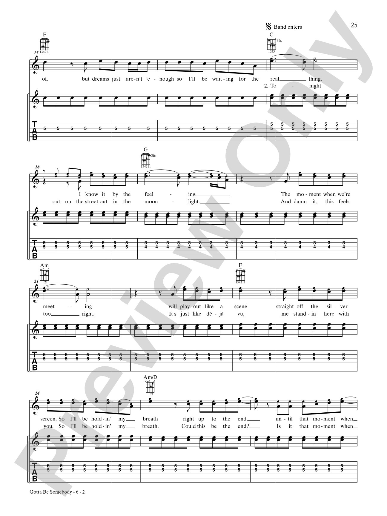 Gotta Be Somebody: Authentic Guitar TAB