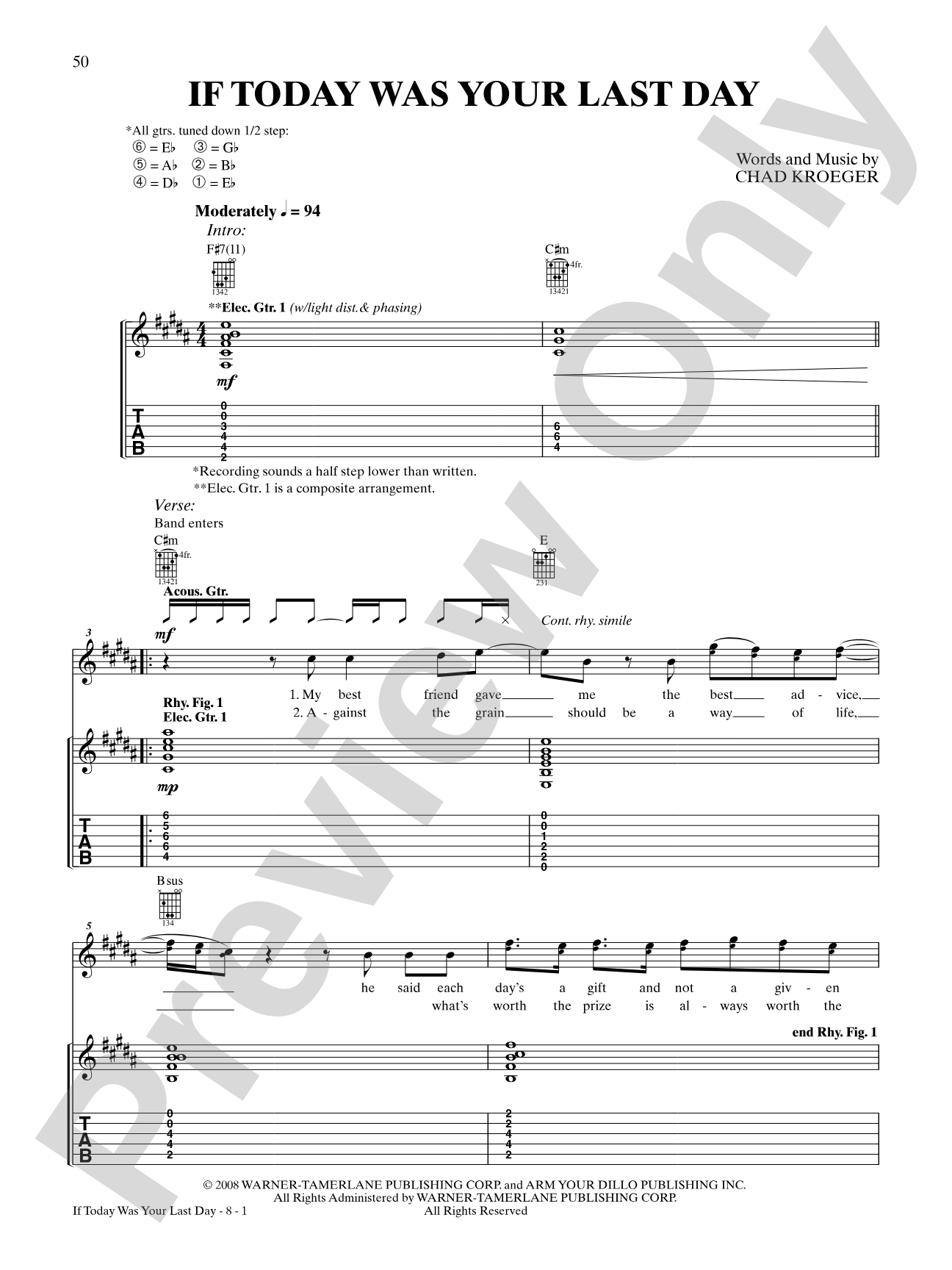 If Today Was Your Last Day: Authentic Guitar TAB