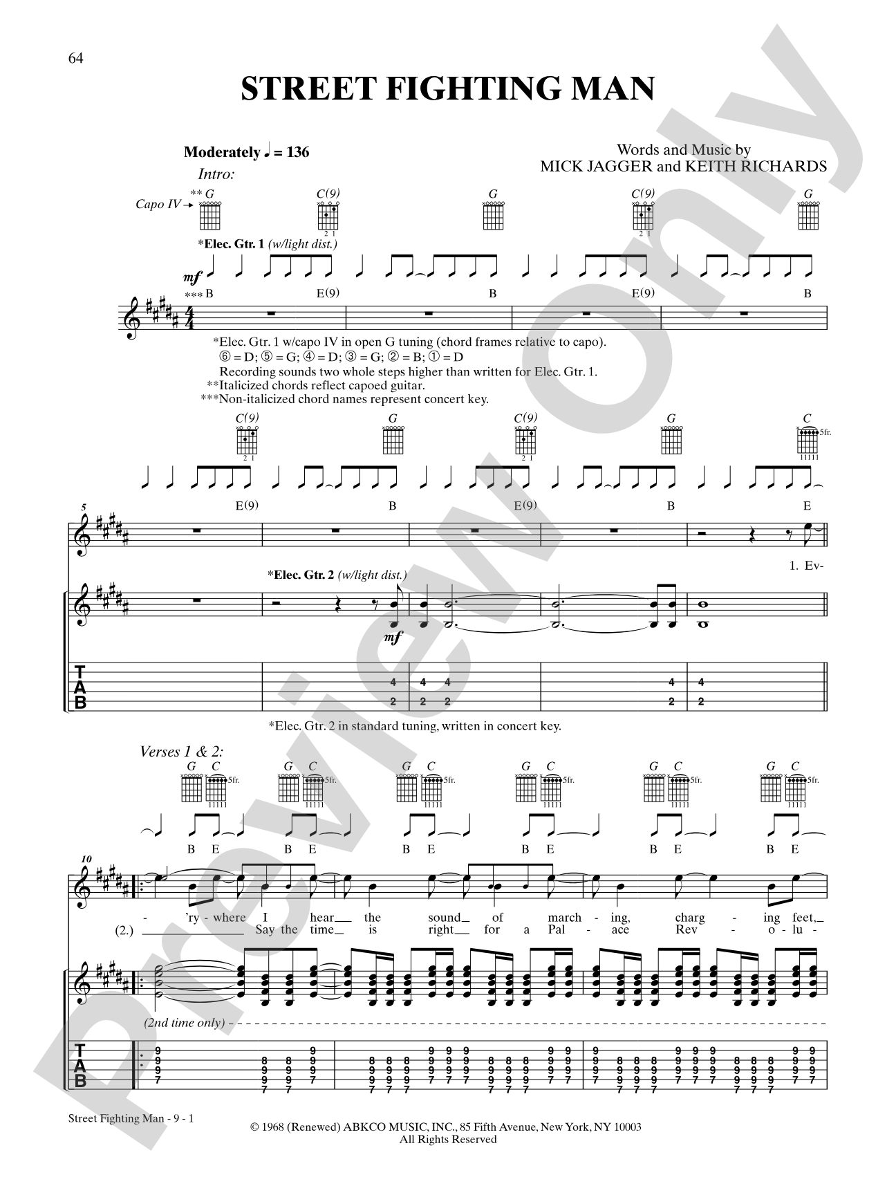 Street Fighting Man (Live Version): Authentic Guitar TAB