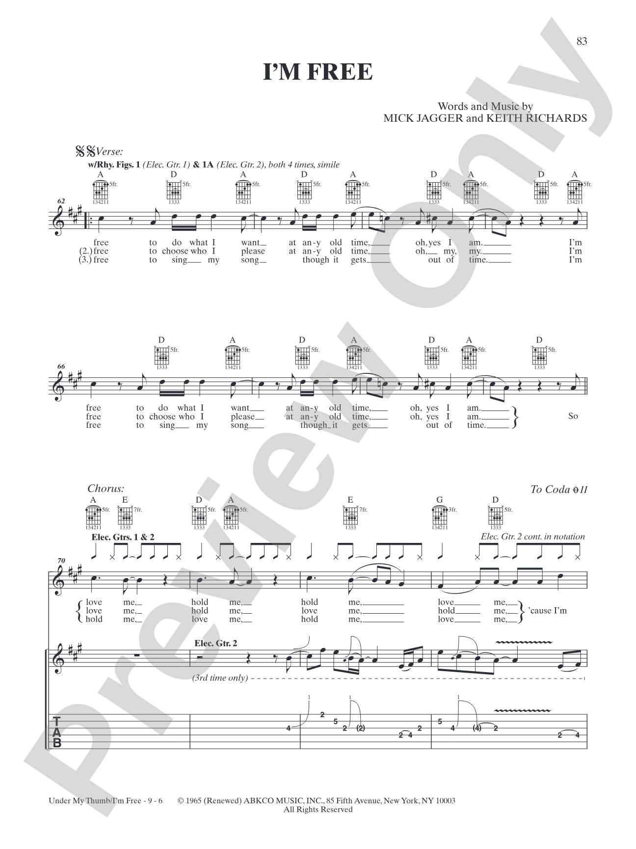 I'm Free (Live Version): Authentic Guitar TAB