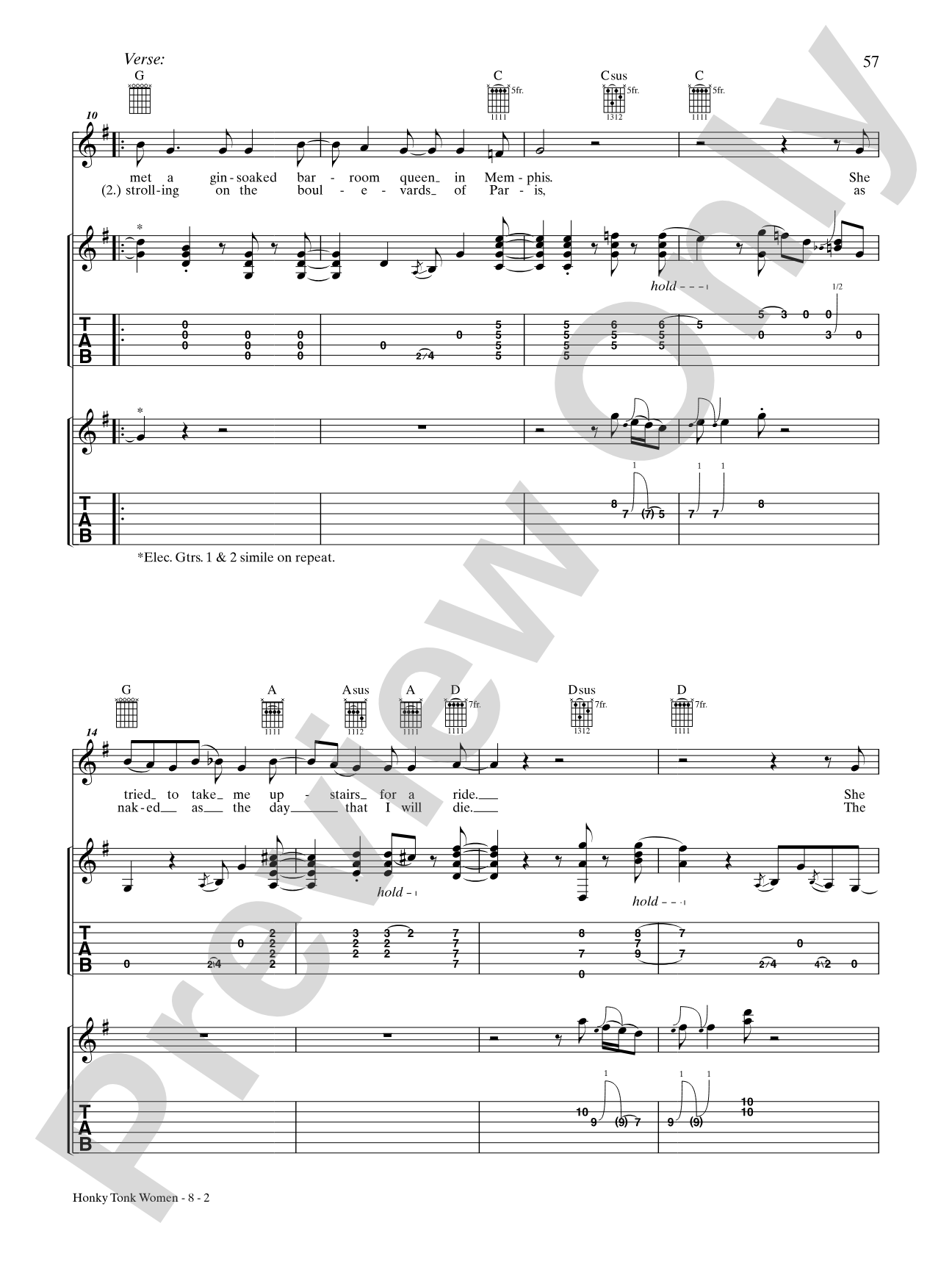 Honkey Tonk Women (Live Version): Authentic Guitar TAB