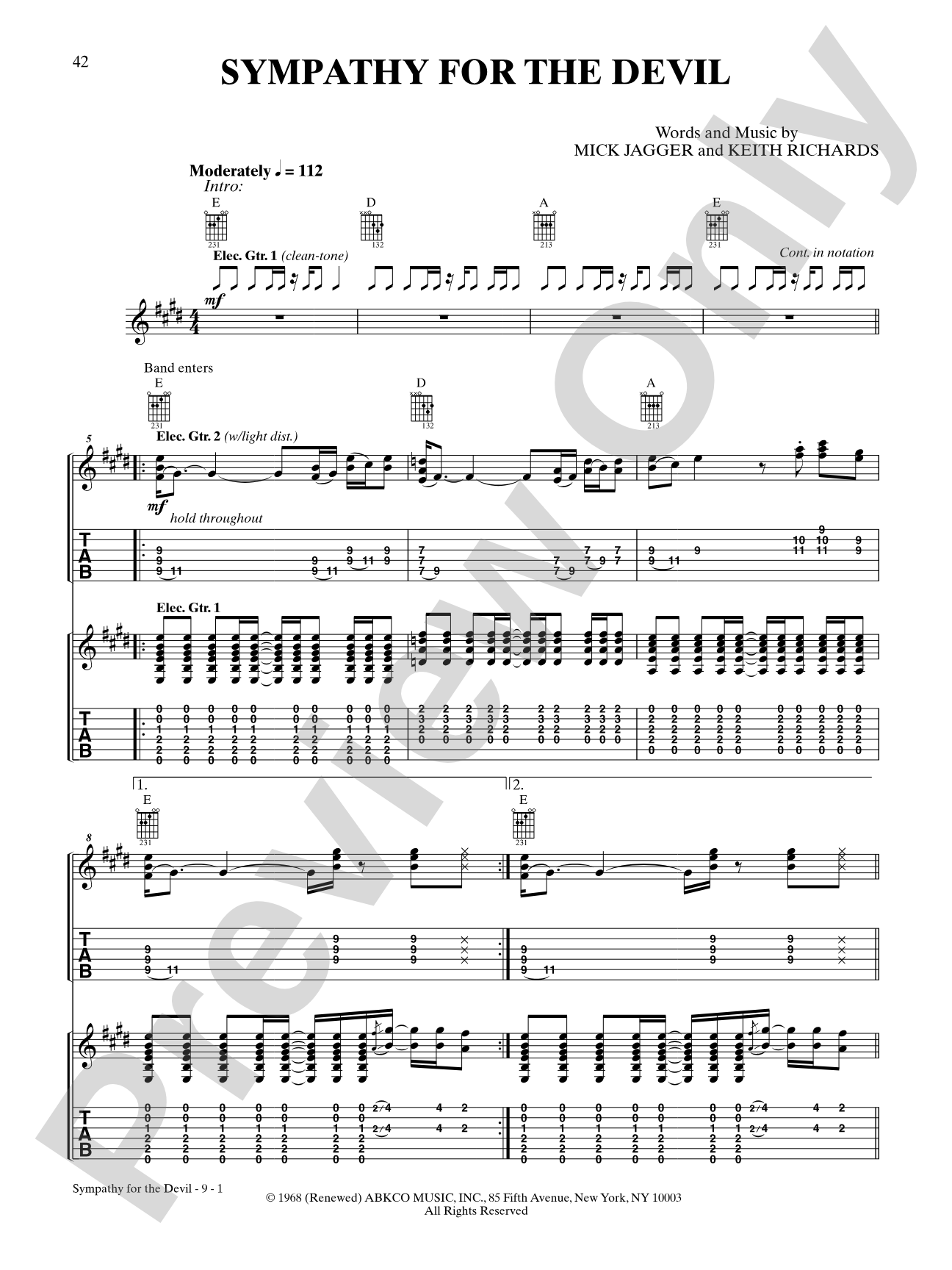 Sympathy for the Devil (Live Version): Authentic Guitar TAB