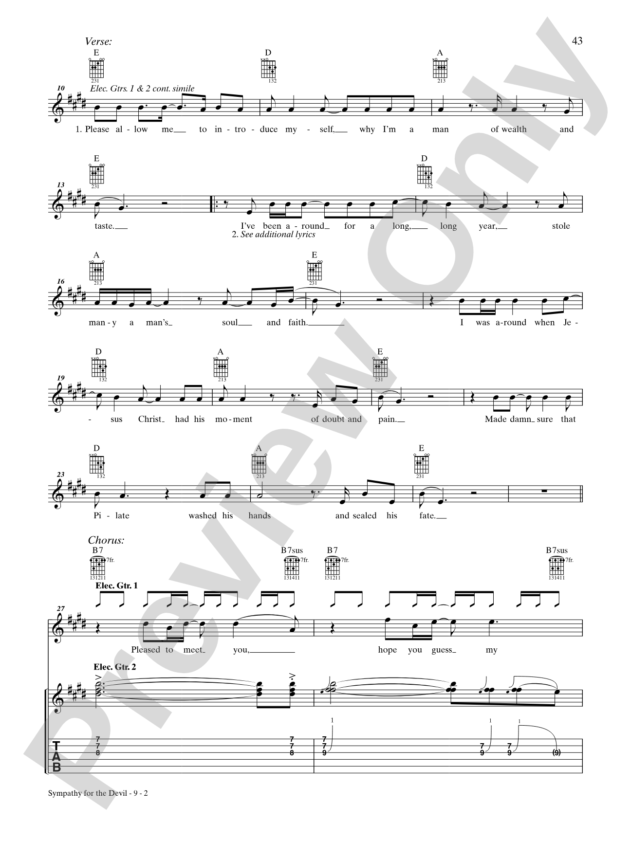 Sympathy for the Devil (Live Version): Authentic Guitar TAB