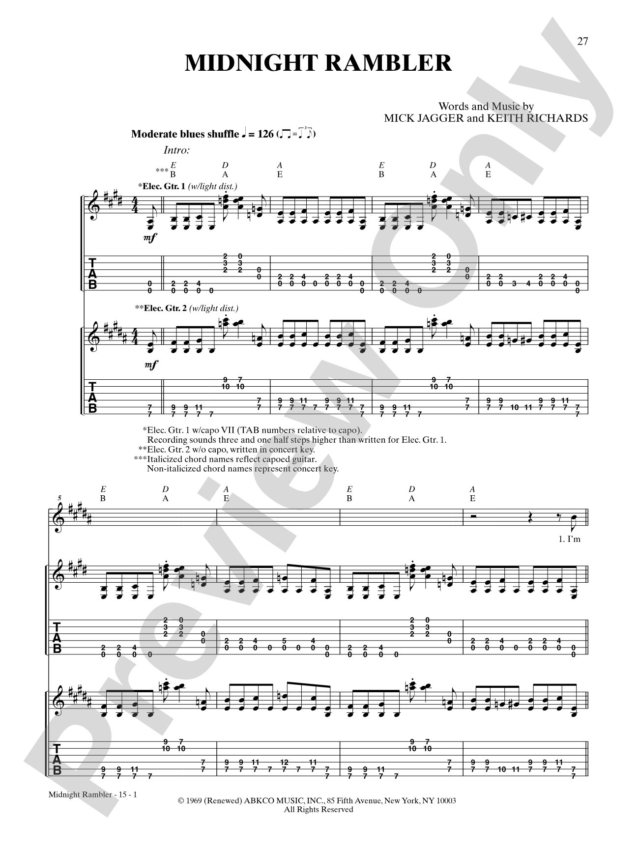 Midnight Rambler (Live Version): Authentic Guitar TAB